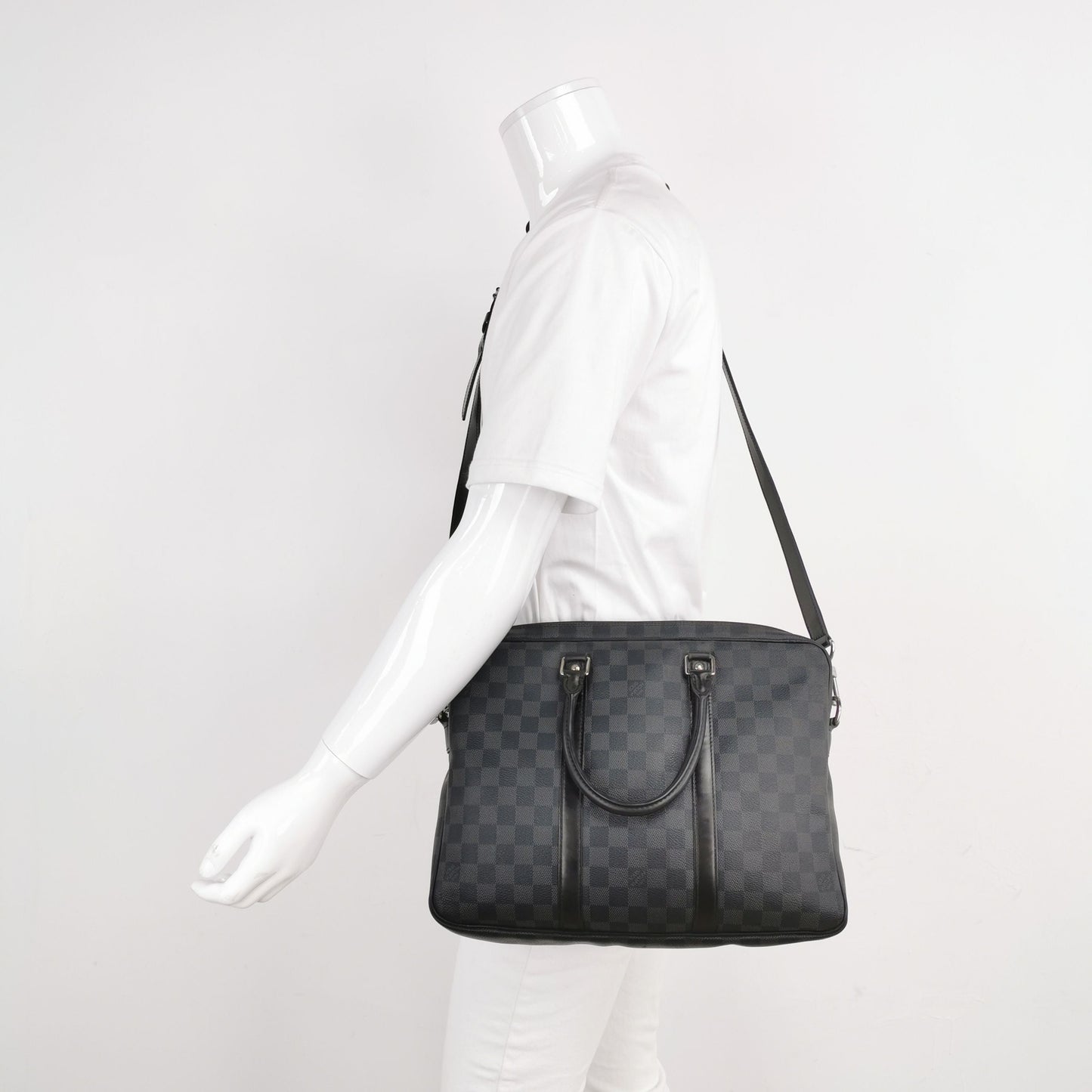 Preloved GLM-Porte-Documents Voyage Checkered Crossbody Shoulder Bag 037852100126