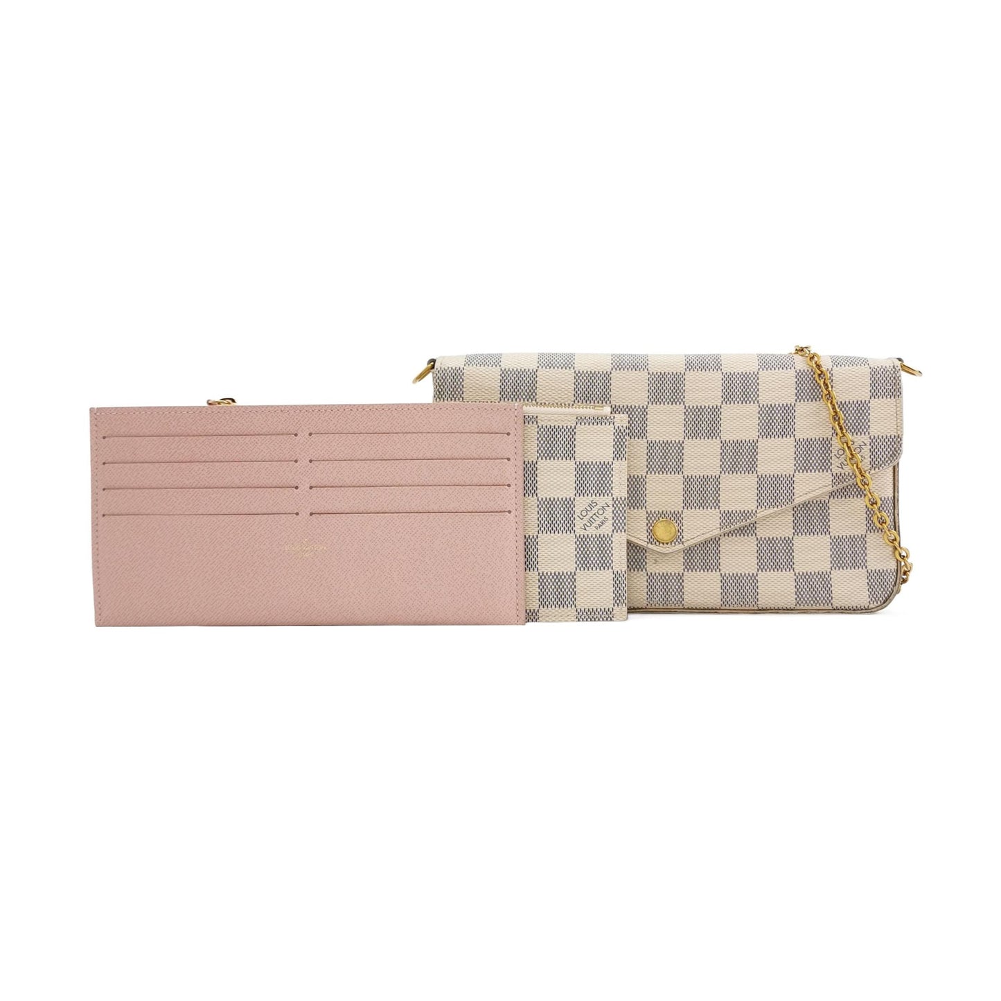 Preloved GLM-Pochette FÃƒÂ©licie Trio Small Checkered Calfskin Snap Closure Mother and Daughter Crossbody Shoulder Bag 250317781109067
