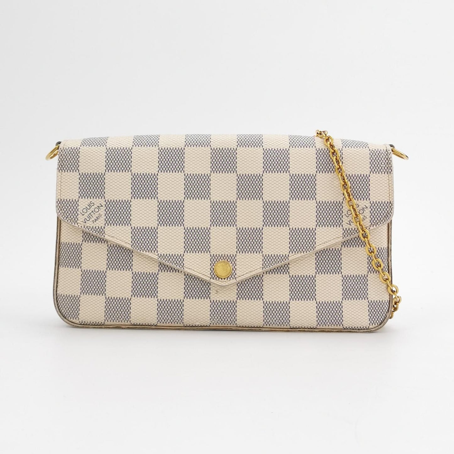 Preloved GLM-Pochette FÃƒÂ©licie Trio Small Checkered Calfskin Snap Closure Mother and Daughter Crossbody Shoulder Bag 250317781109067