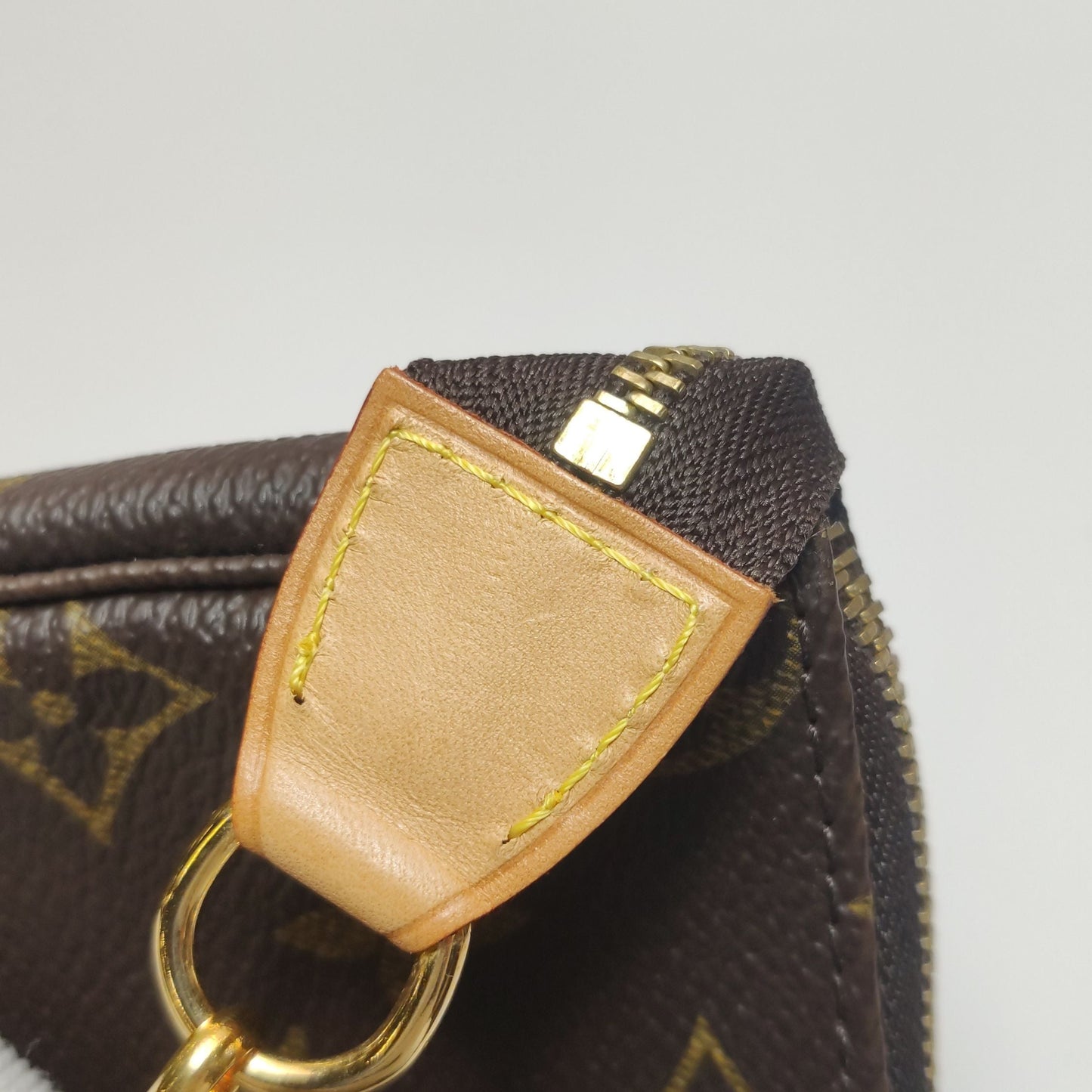 Preloved GLM-AGLM-essories Mahjong Bag Medium Vegetable Tanned Leather Monogram Print Handbag 037851800586