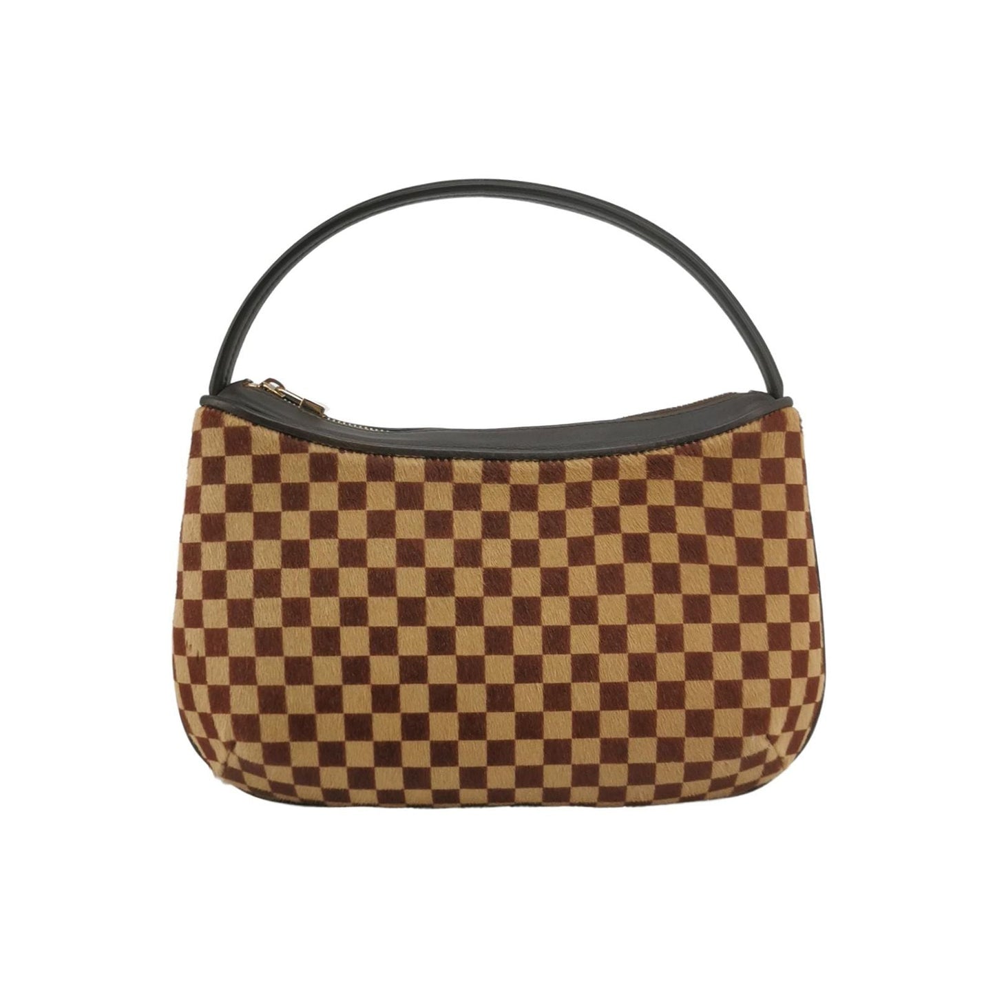 Preloved GLM-Tigre Leather and Pony Hair Checkerboard Mahjong Bag 250313781103197