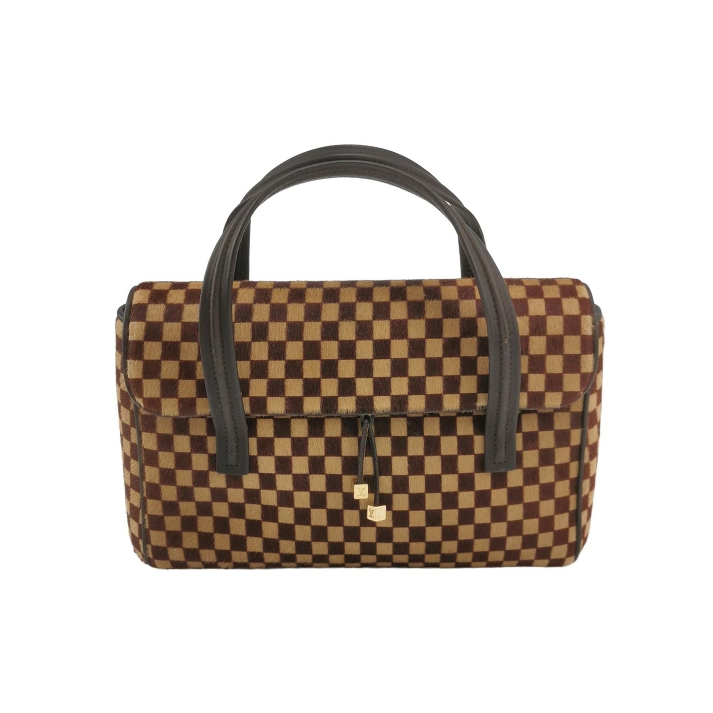 Preloved GLM-Tigre Leather and Pony Hair Checkered Flap Bag 250313781103195