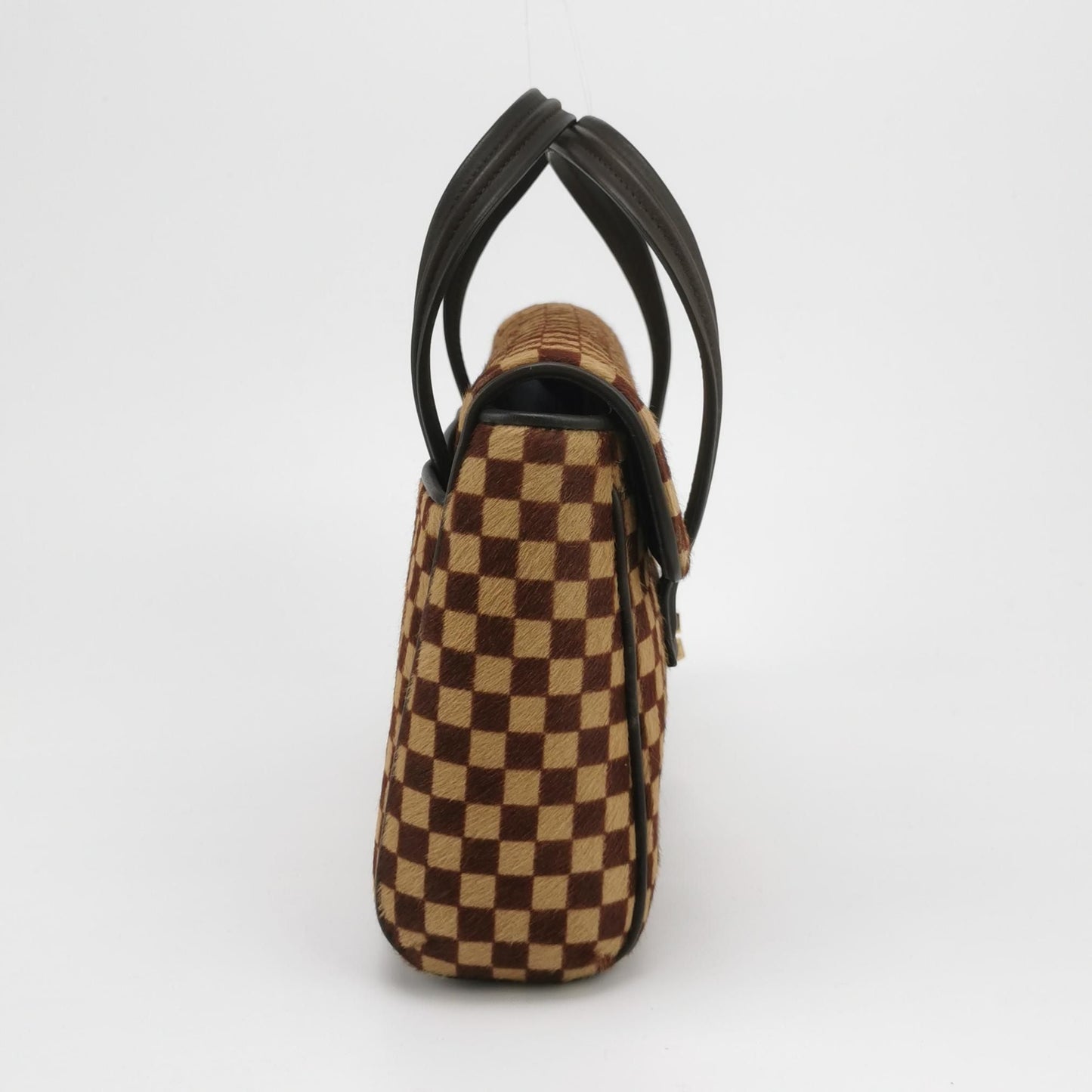 Preloved GLM-Tigre Leather and Pony Hair Checkered Flap Bag 250313781103195