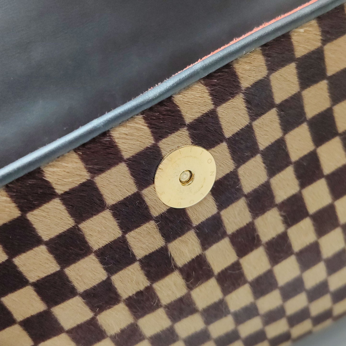 Preloved GLM-Tigre Leather and Pony Hair Checkered Flap Bag 250313781103195