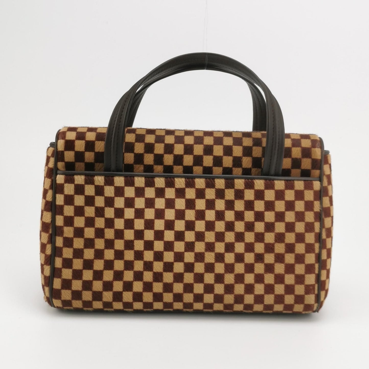 Preloved GLM-Tigre Leather and Pony Hair Checkered Flap Bag 250313781103195