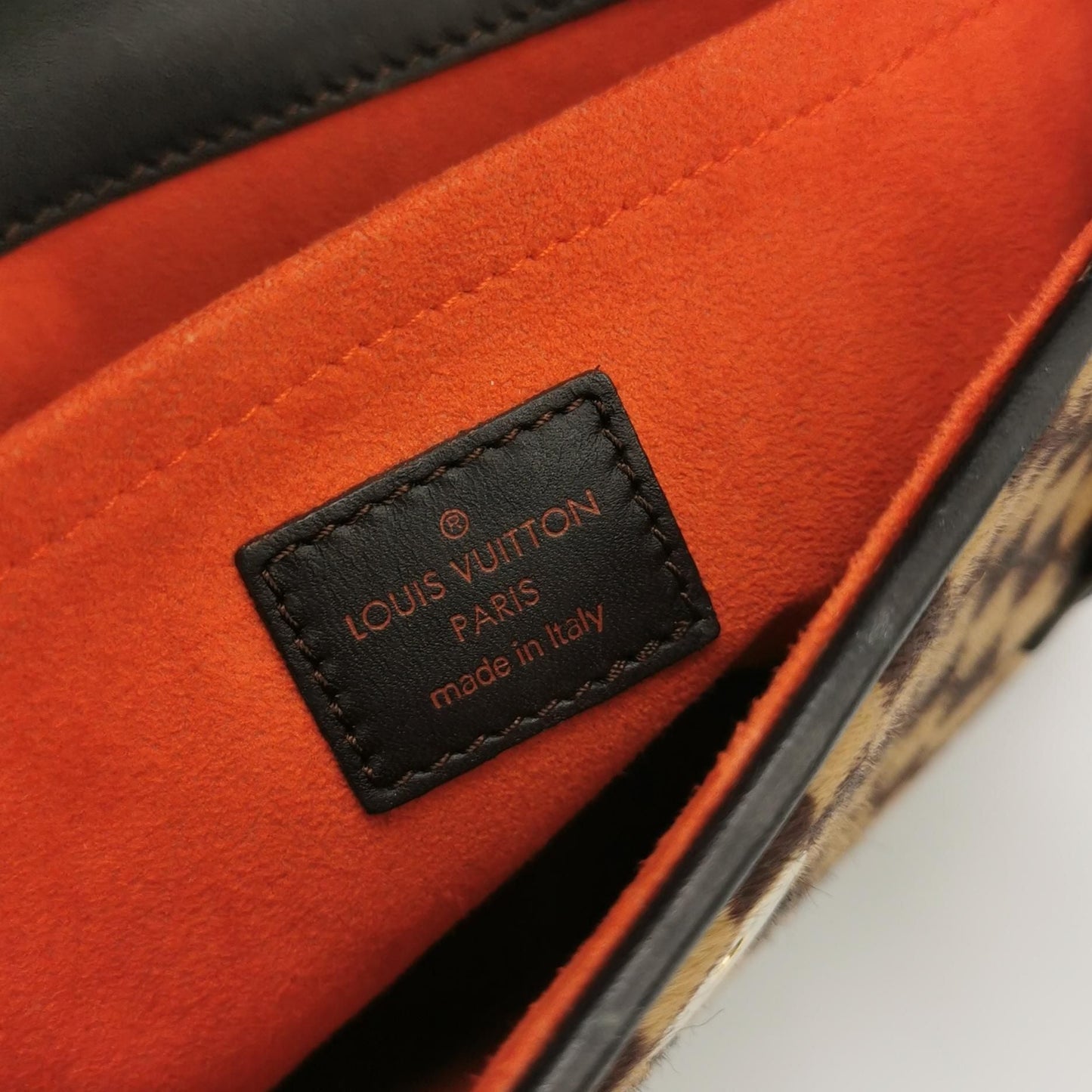 Preloved GLM-Tigre Leather and Pony Hair Checkered Flap Bag 250313781103195