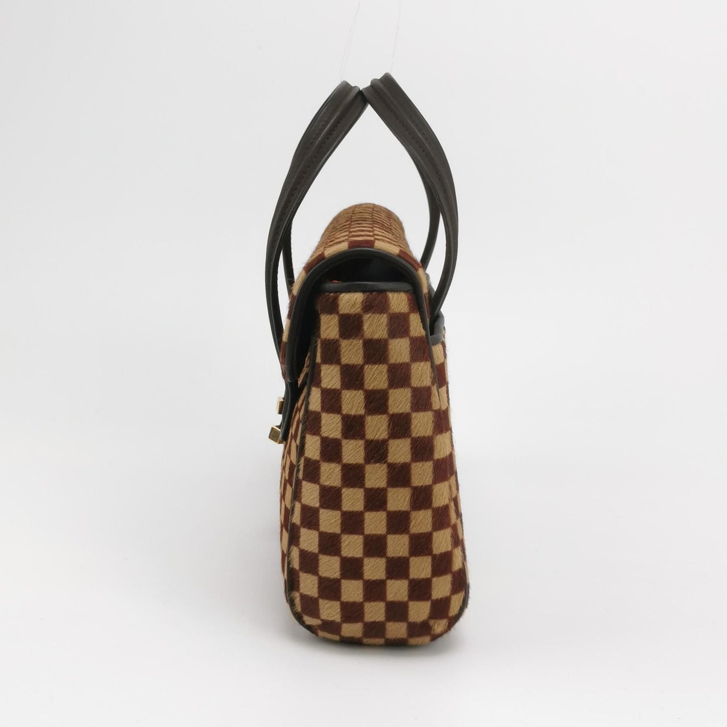 Preloved GLM-Tigre Leather and Pony Hair Checkered Flap Bag 250313781103195