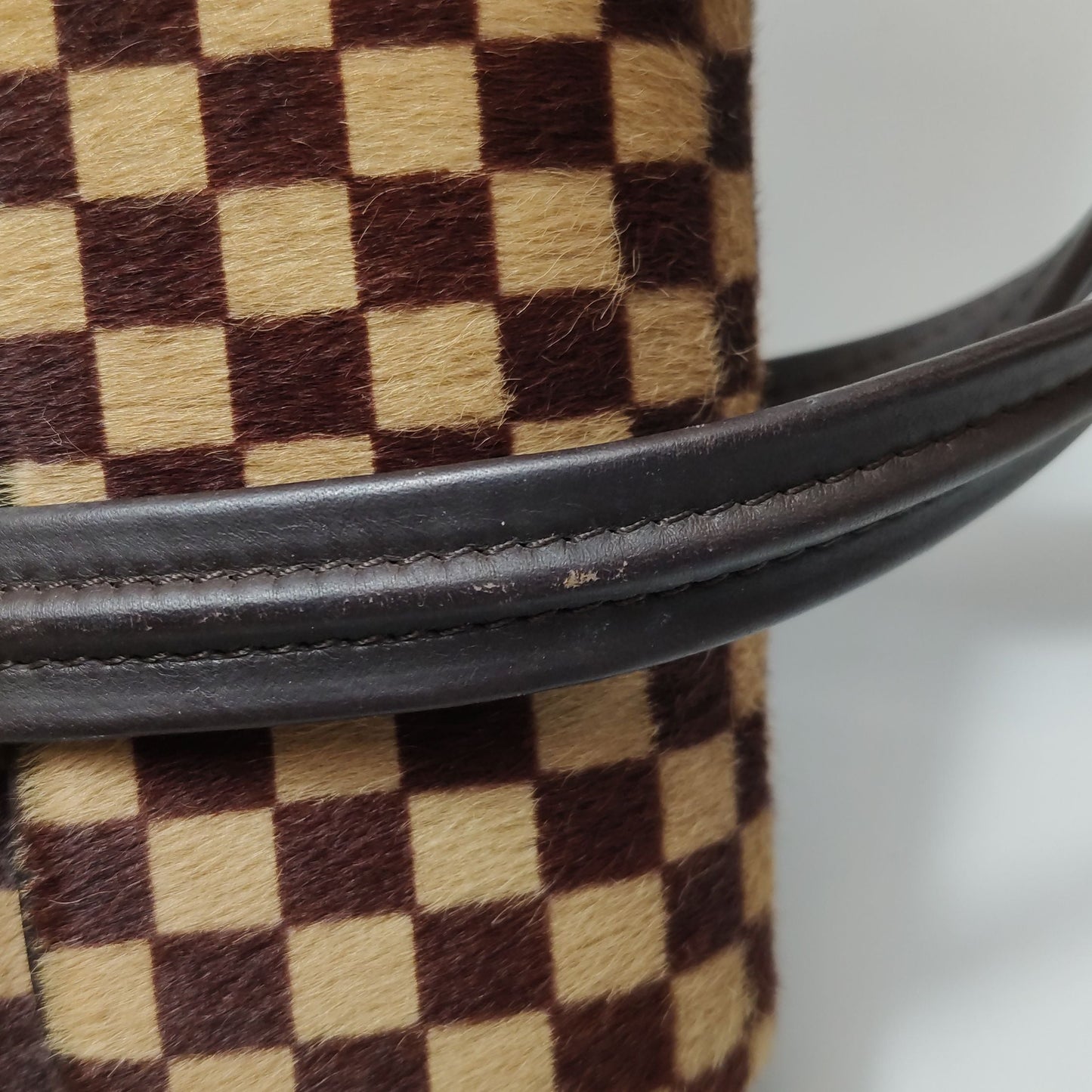 Preloved GLM-Tigre Leather and Pony Hair Checkered Flap Bag 250313781103195