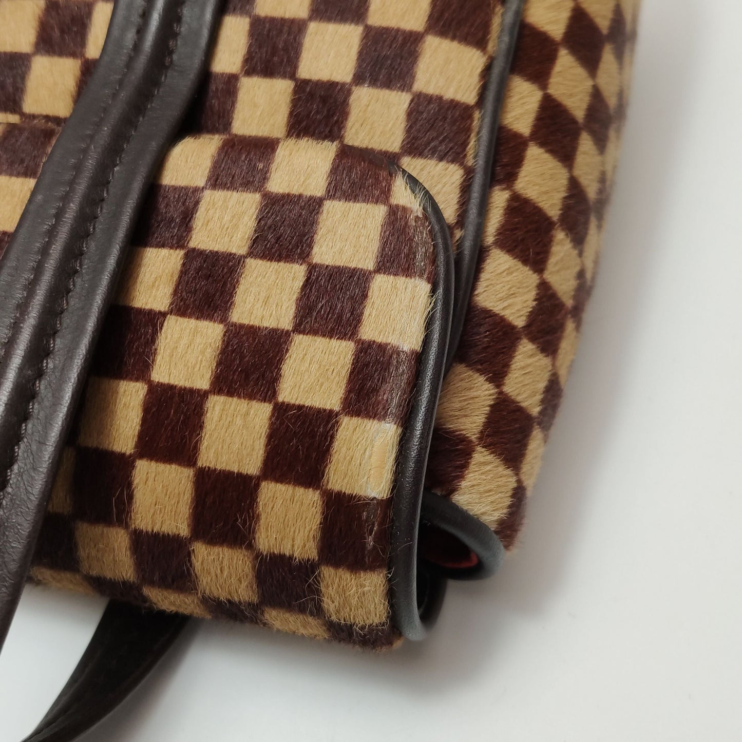 Preloved GLM-Tigre Leather and Pony Hair Checkered Flap Bag 250313781103195