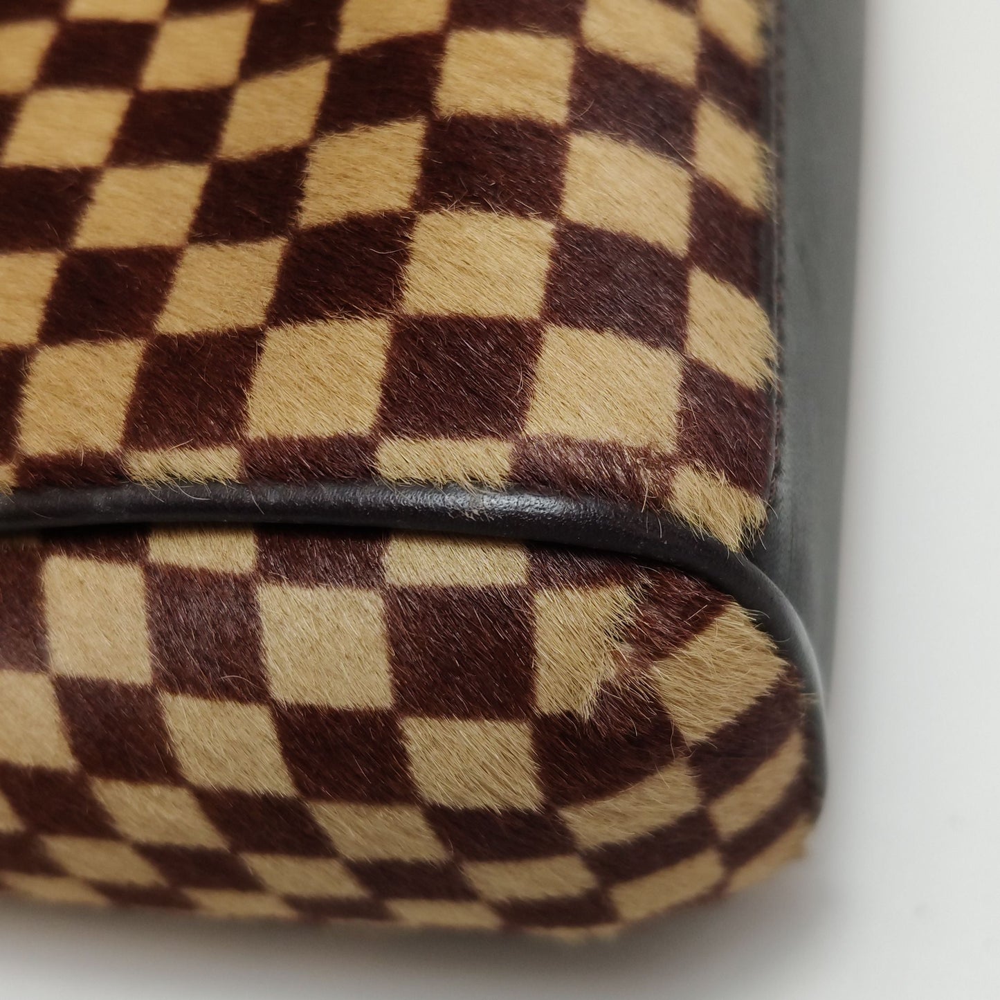 Preloved GLM-Tigre Leather and Pony Hair Checkered Flap Bag 250313781103195