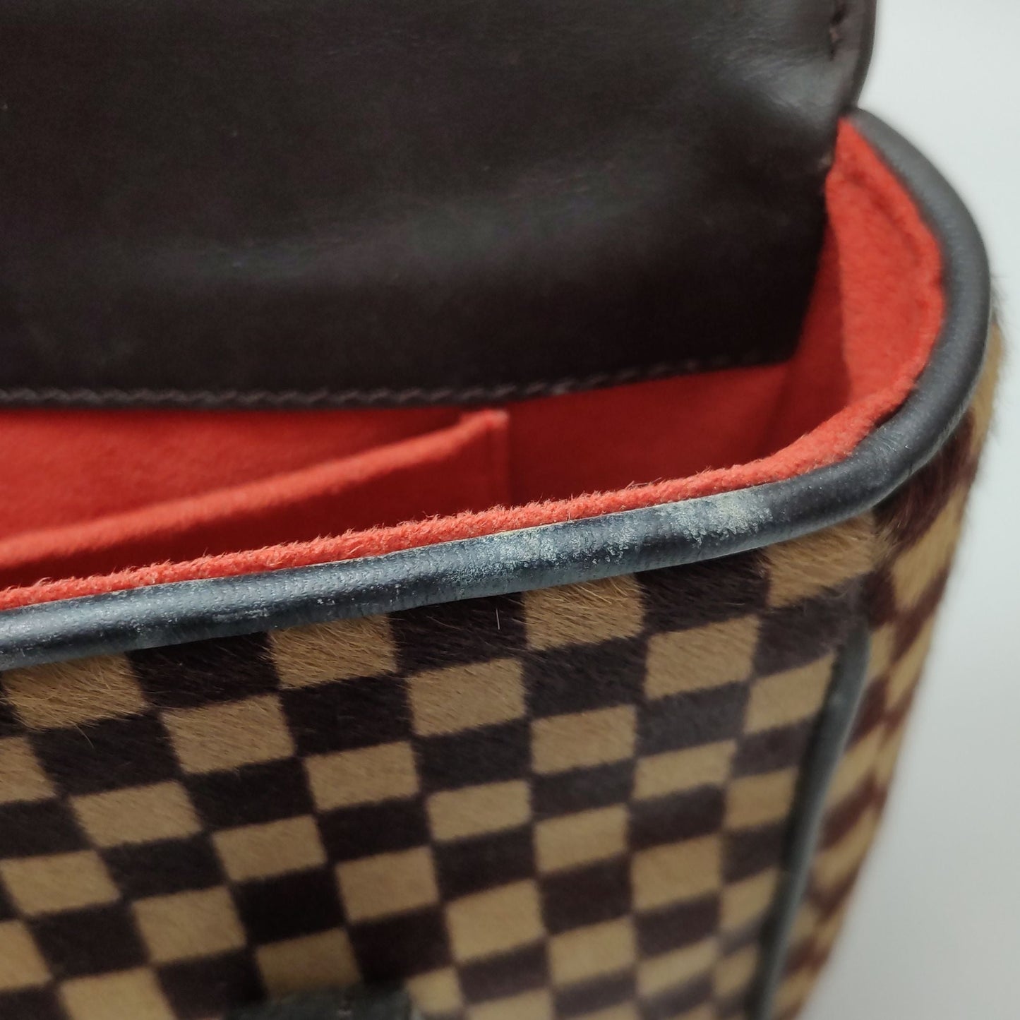 Preloved GLM-Tigre Leather and Pony Hair Checkered Flap Bag 250313781103195