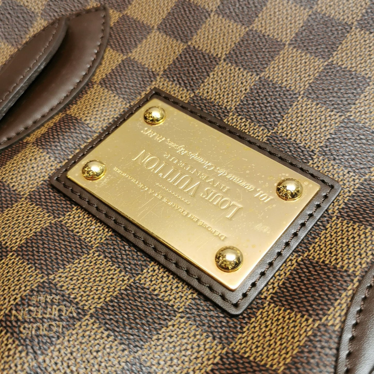 Preloved GLM-Hampstead Medium Leather Checkerboard Logo Shoulder Bag 250306781093556