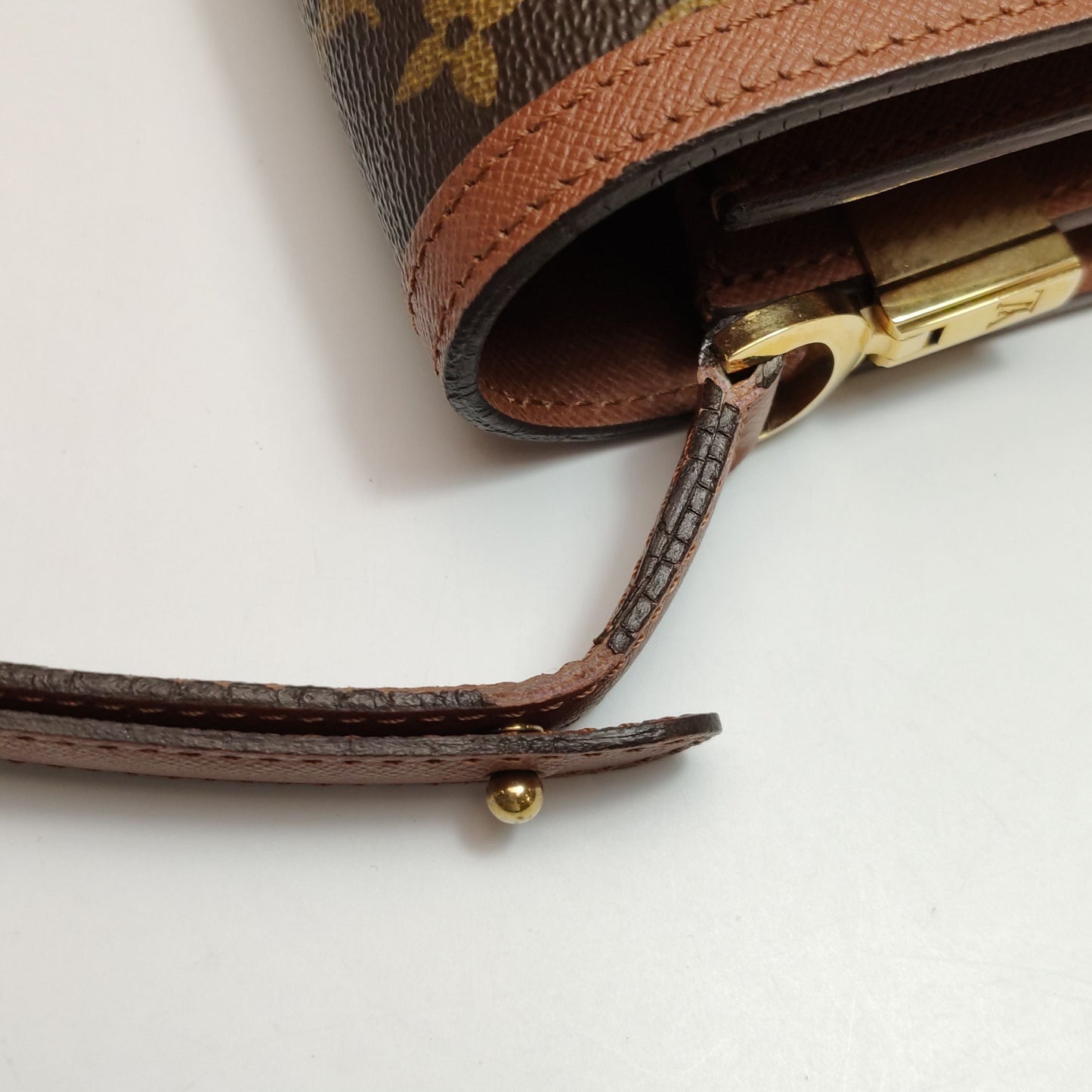 Preloved GLM-Raspail Leather Monogram Print  Messenger Shoulder Bag 250306781093082