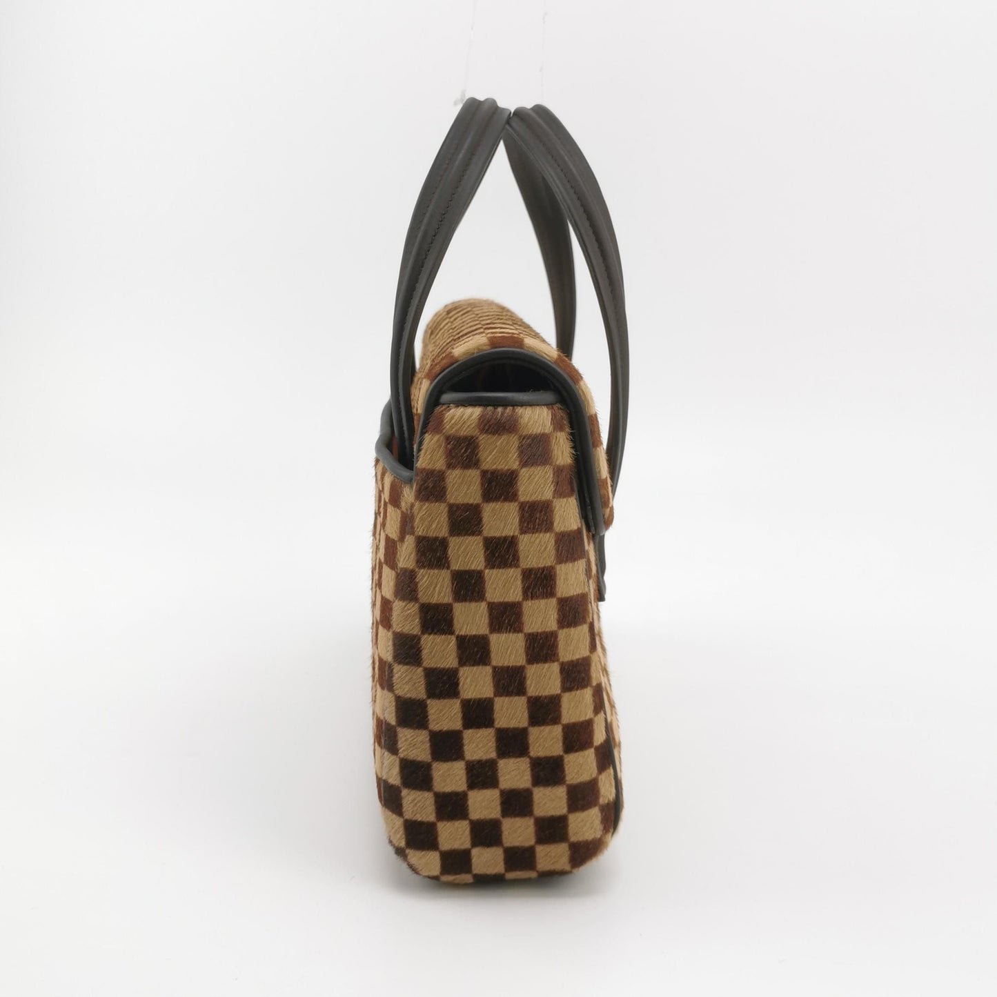 Preloved GLM-Tigre Leather and Pony Hair Checkered Flap Bag 250214781062948