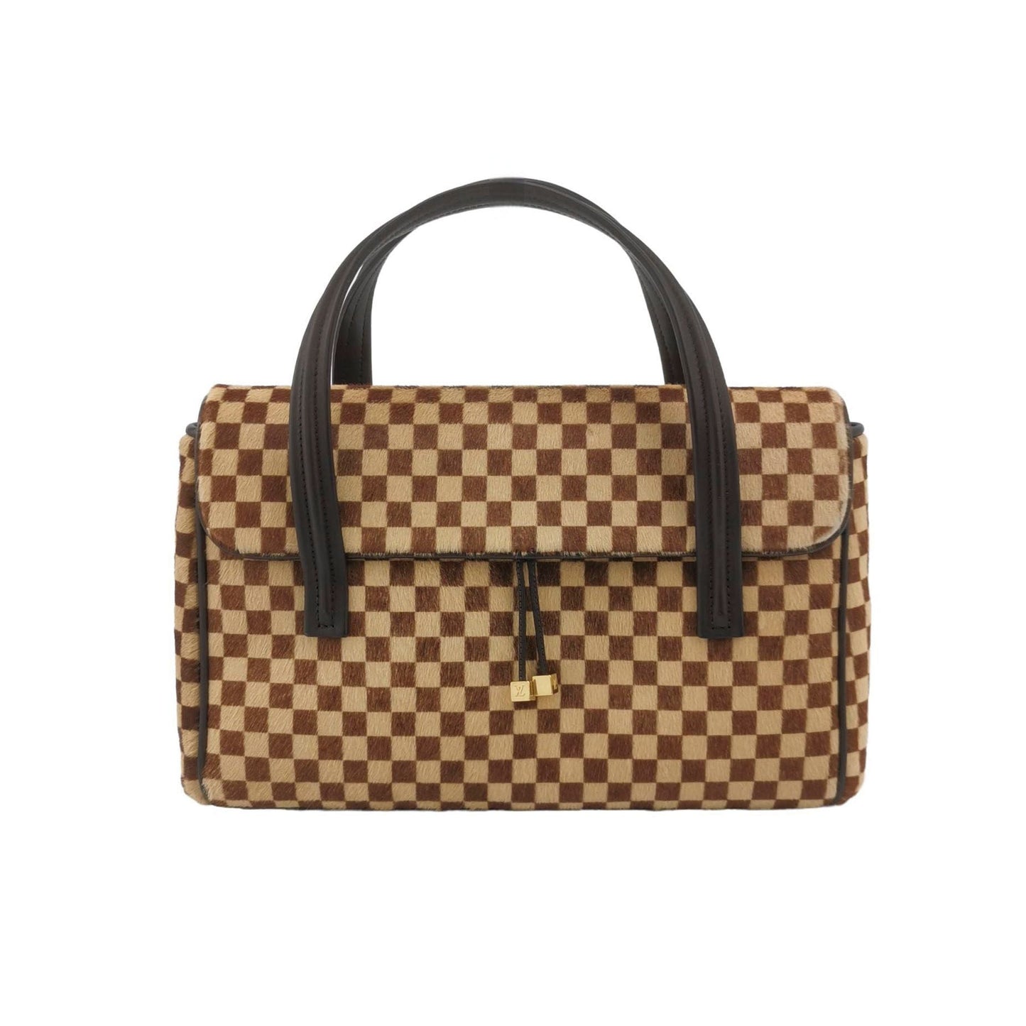 Preloved GLM-Tigre Leather and Pony Hair Checkered Flap Bag 250214781062948