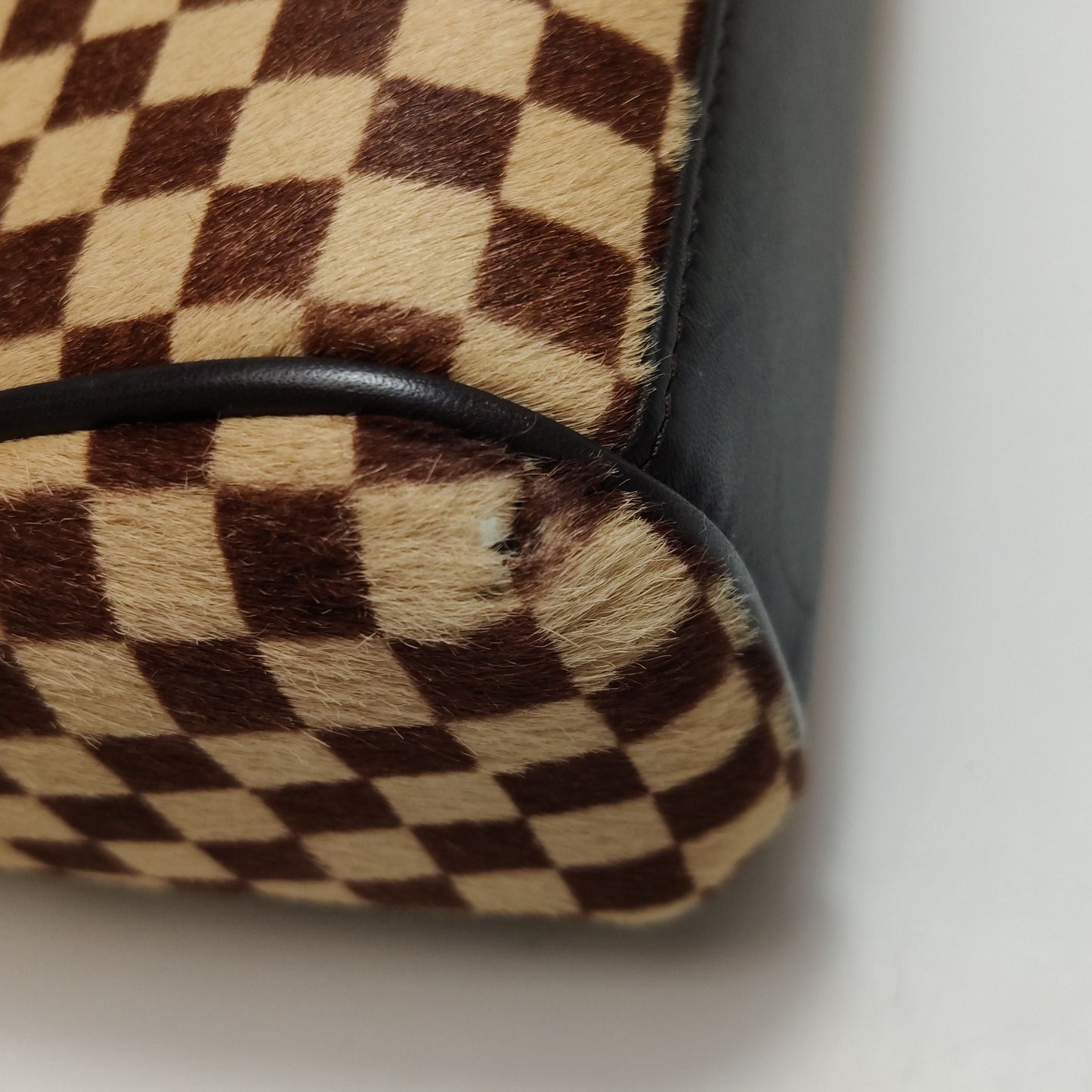 Preloved GLM-Tigre Leather and Pony Hair Checkered Flap Bag 250214781062948