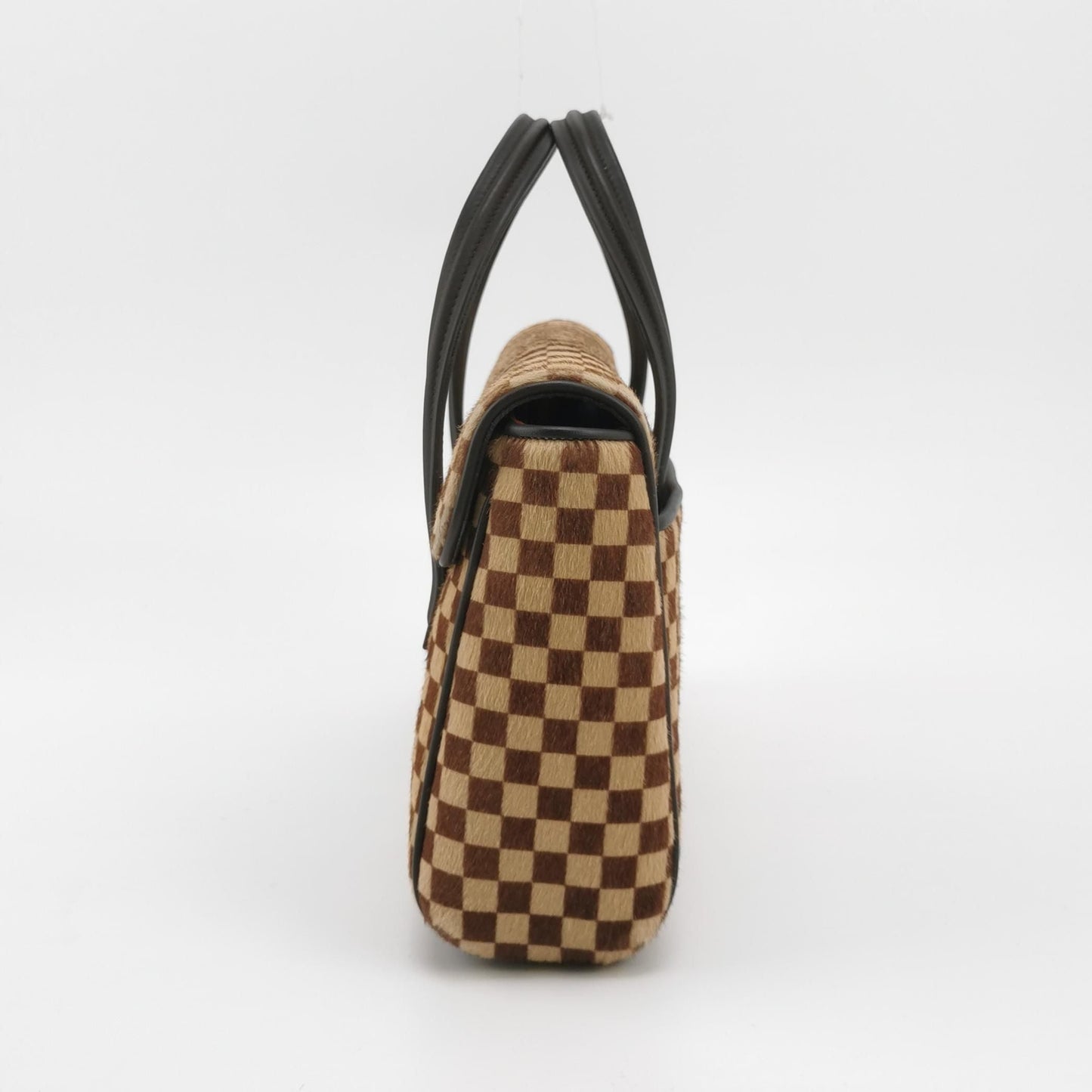 Preloved GLM-Tigre Leather and Pony Hair Checkered Flap Bag 250214781062948