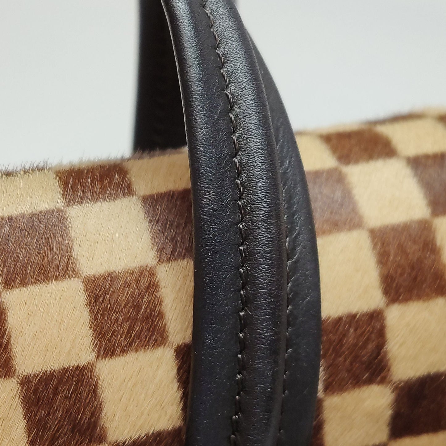 Preloved GLM-Tigre Leather and Pony Hair Checkered Flap Bag 250214781062948