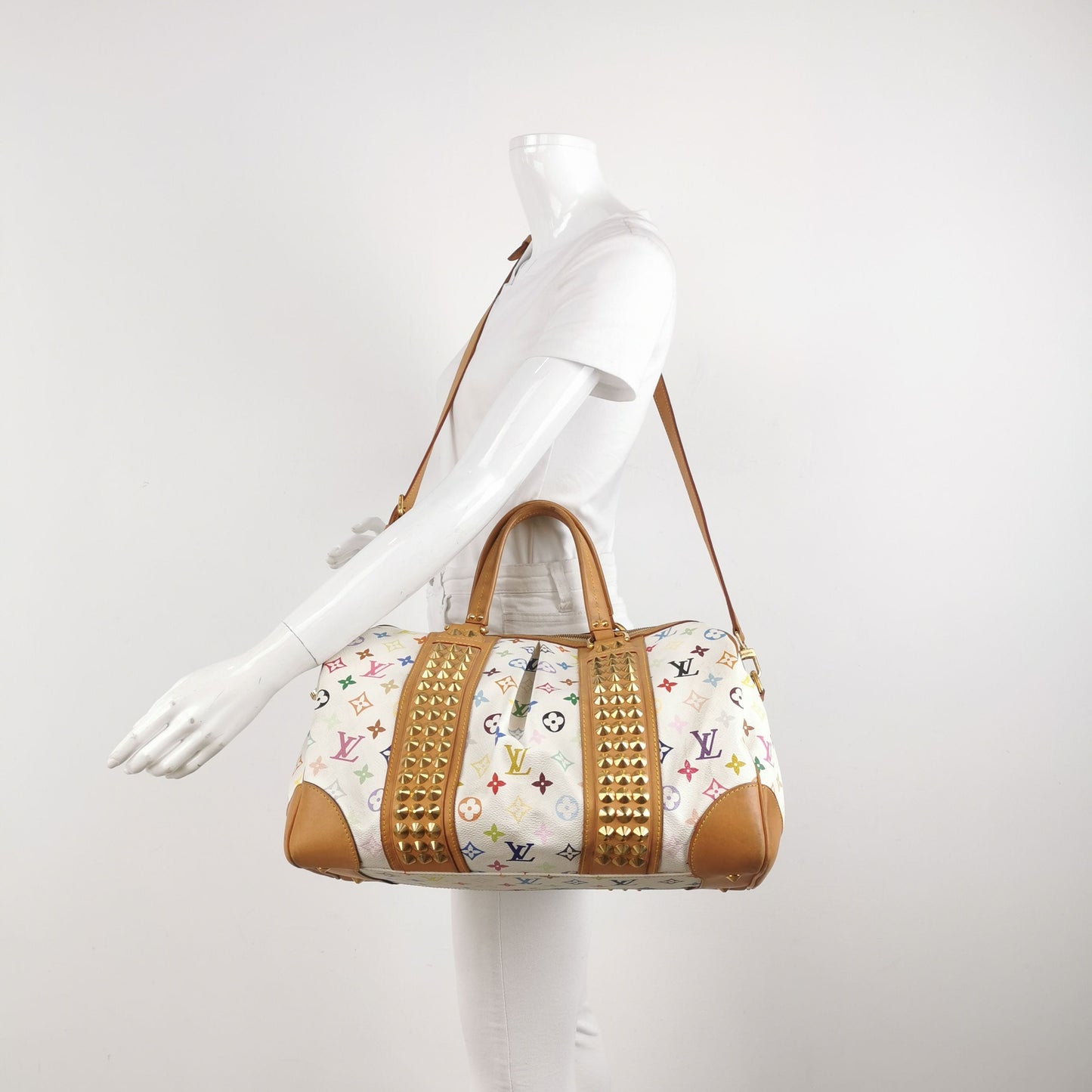 Preloved GLM-Courtney White Multicolor Studded Handbag Crossbody Bag 250520781201063