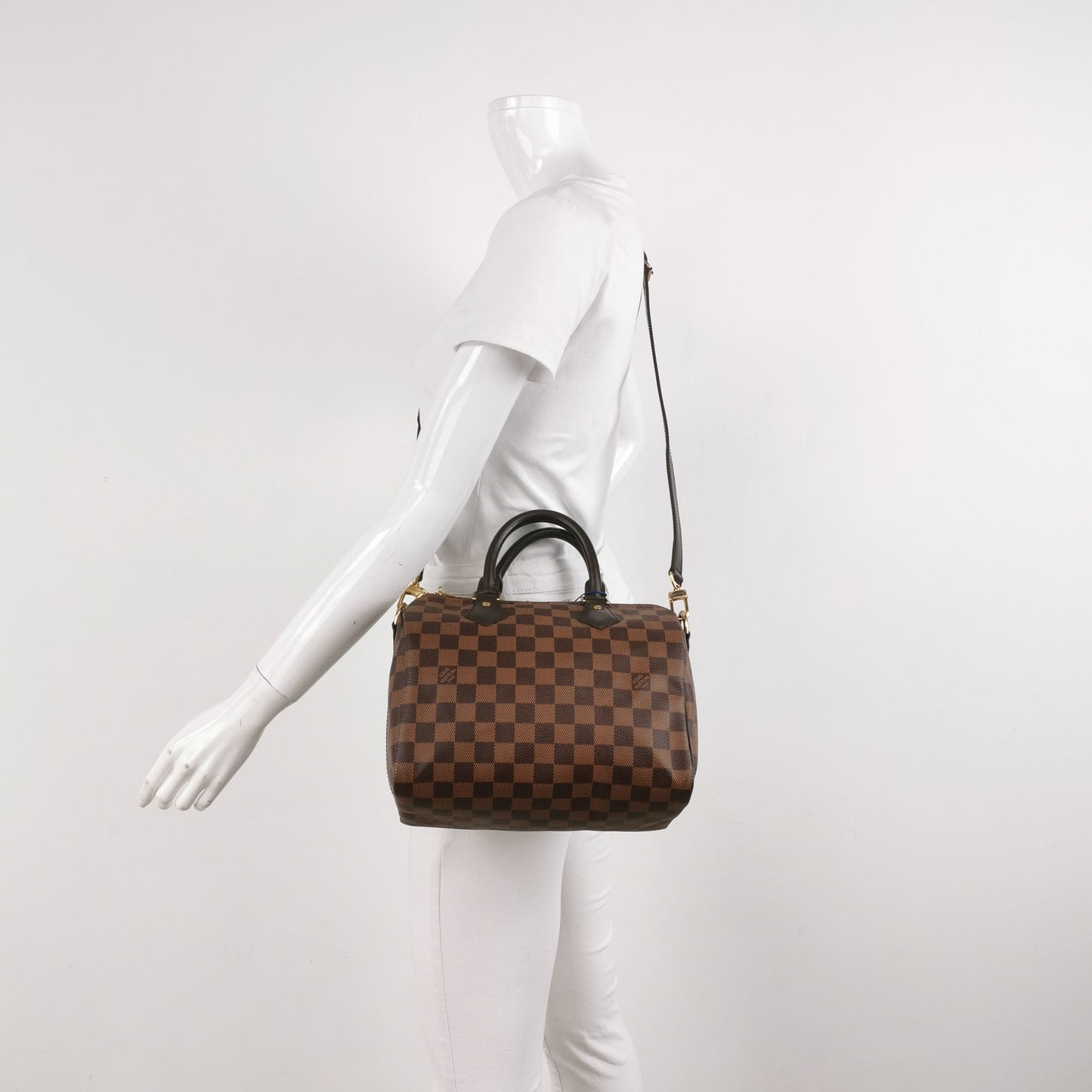 Preloved GLM-Speedy 25 Damier Ebene Boston Crossbody Bag 250515781194079