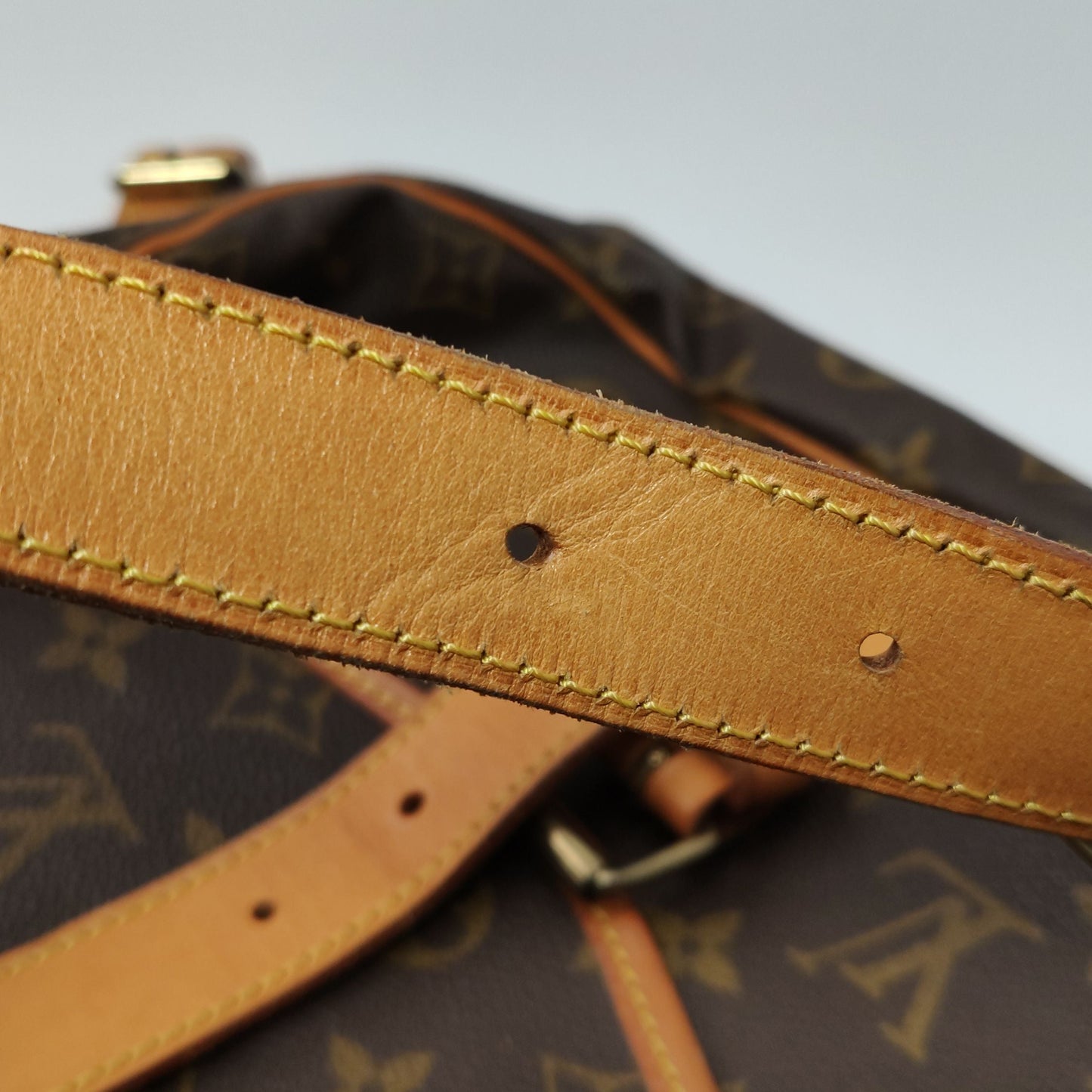 Preloved GLM-Saumur Twins Medium Vegetable Tanned Leather Monogram Print Belt Buckle  Crossbody Bag 250513781190160