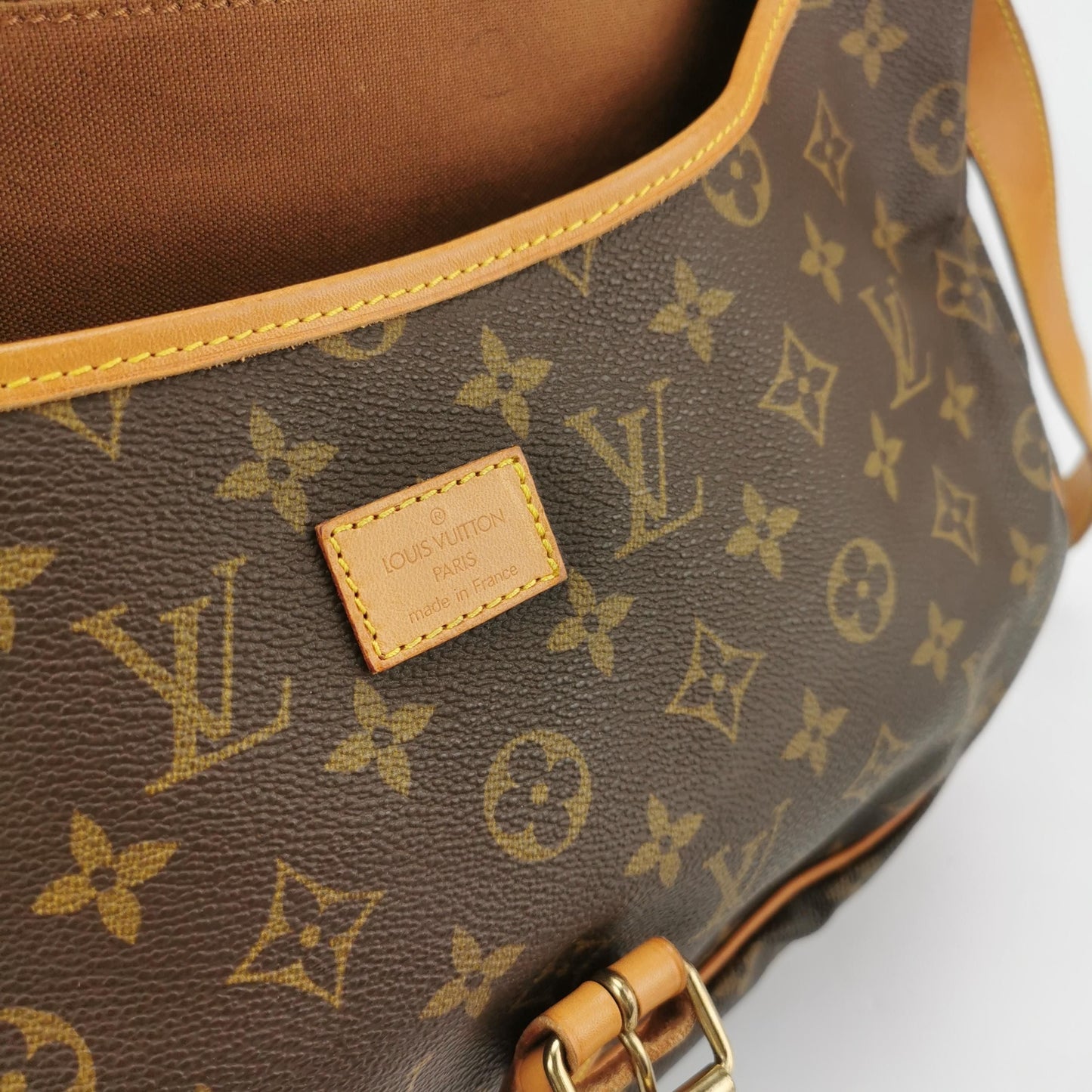 Preloved GLM-Saumur Twins Medium Vegetable Tanned Leather Monogram Print Belt Buckle  Crossbody Bag 250513781190160