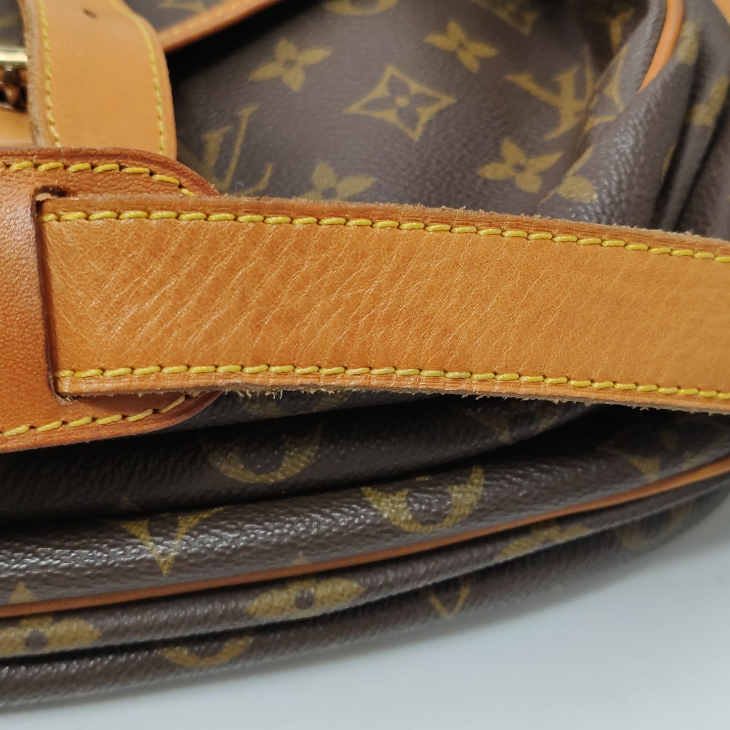 Preloved GLM-Saumur Twins Medium Vegetable Tanned Leather Monogram Print Belt Buckle  Crossbody Bag 250513781190160