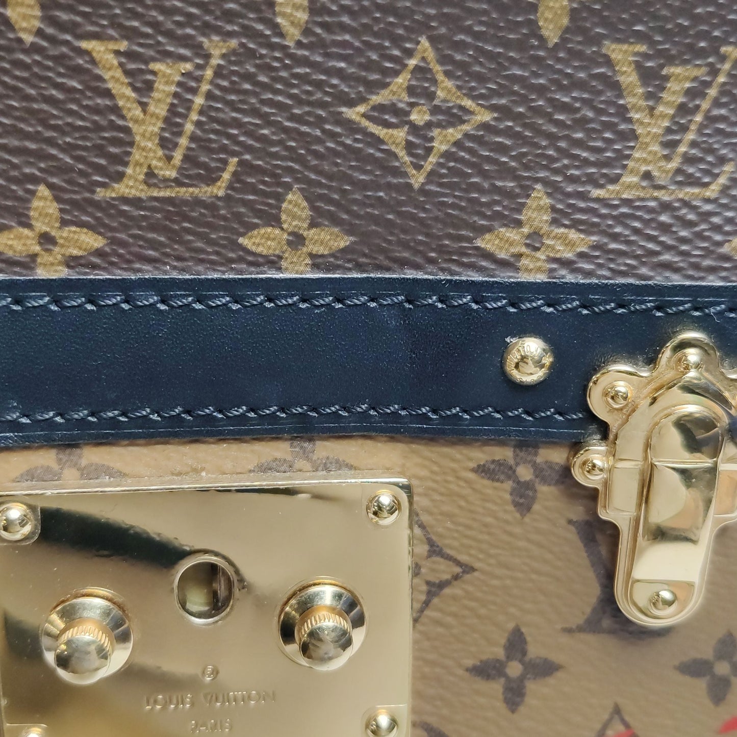Preloved GLM-Trunk Clutch Soft Monogram Print S-lock Crossbody Bag with Chip 250421781159218
