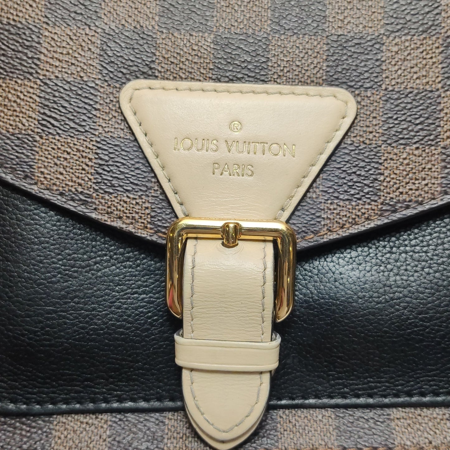 Preloved GLM-Beaumarchais Checkered Buckle Crossbody Bag 250405781135312