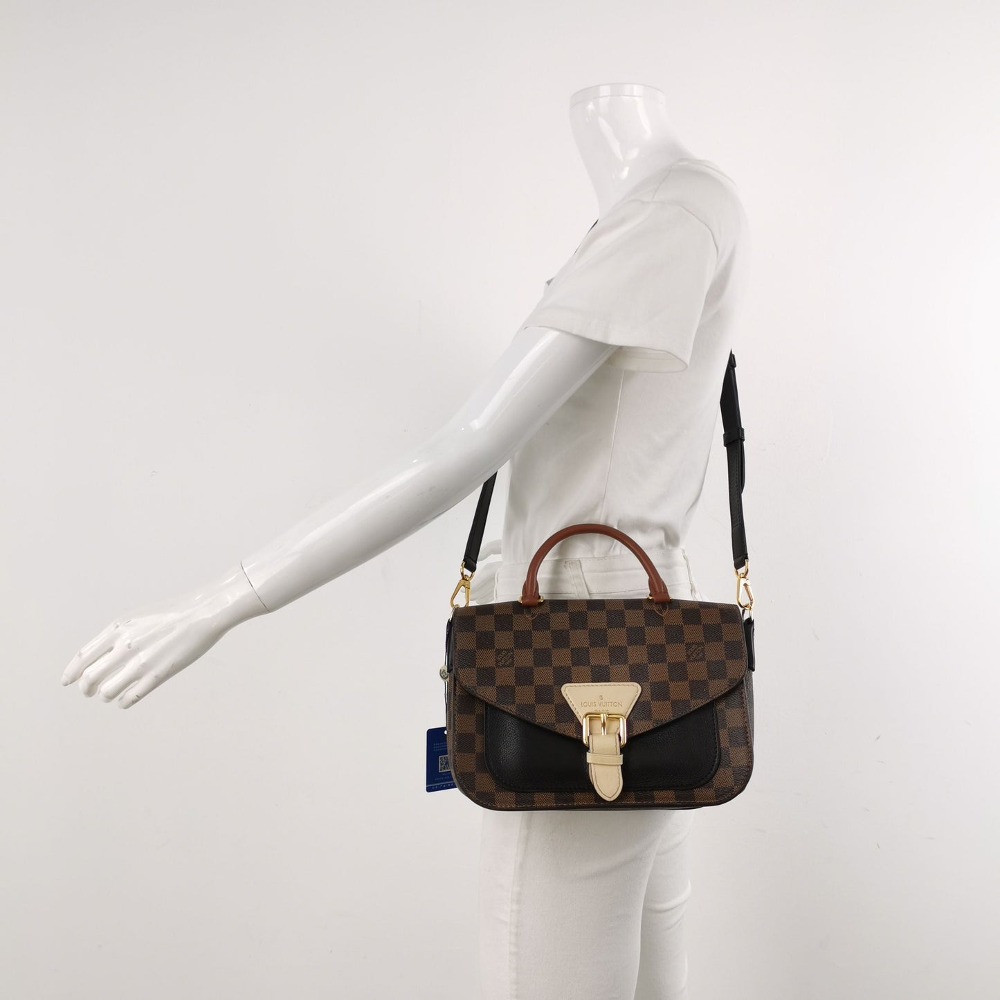 Preloved GLM-Beaumarchais Checkered Buckle Crossbody Bag 250405781135312
