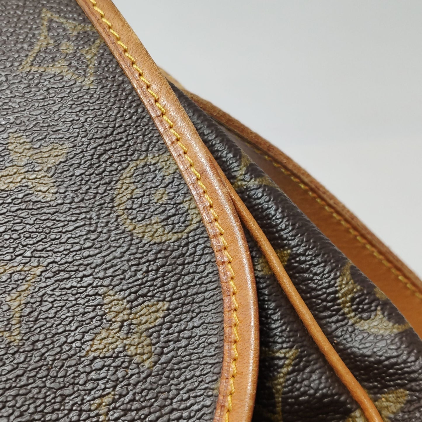 Preloved GLM-Saumur Twins Medium Vegetable Tanned Leather Monogram Print Belt Buckle  Crossbody Bag 047850500396