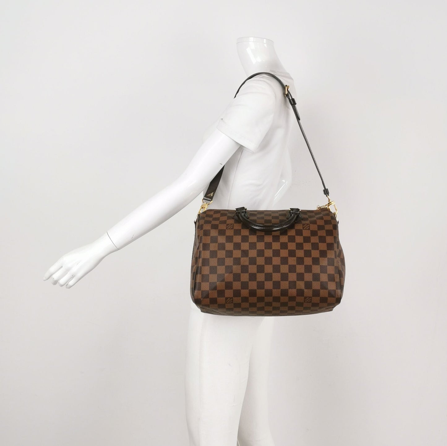 Preloved GLM-Speedy 30 Damier Ebene Boston Crossbody Bag 250331781128588