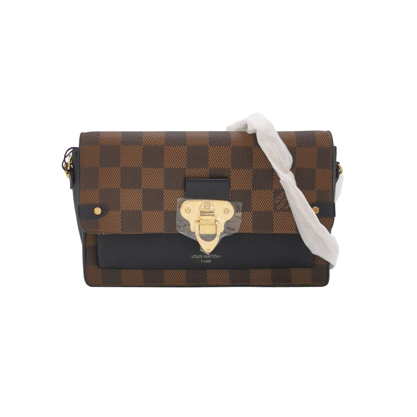 Preloved GLM-Vavin Leather Checkerboard Lock Logo Crossbody Bag 250401781130144