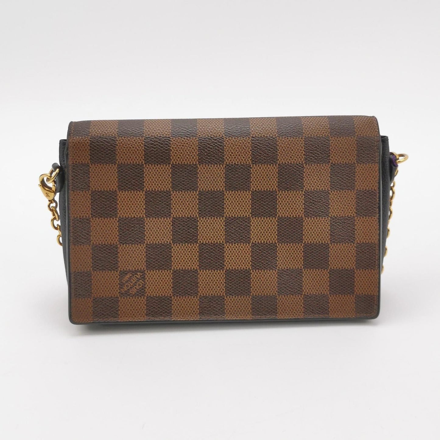 Preloved GLM-Vavin Leather Checkerboard Lock Logo Crossbody Bag 250401781130144