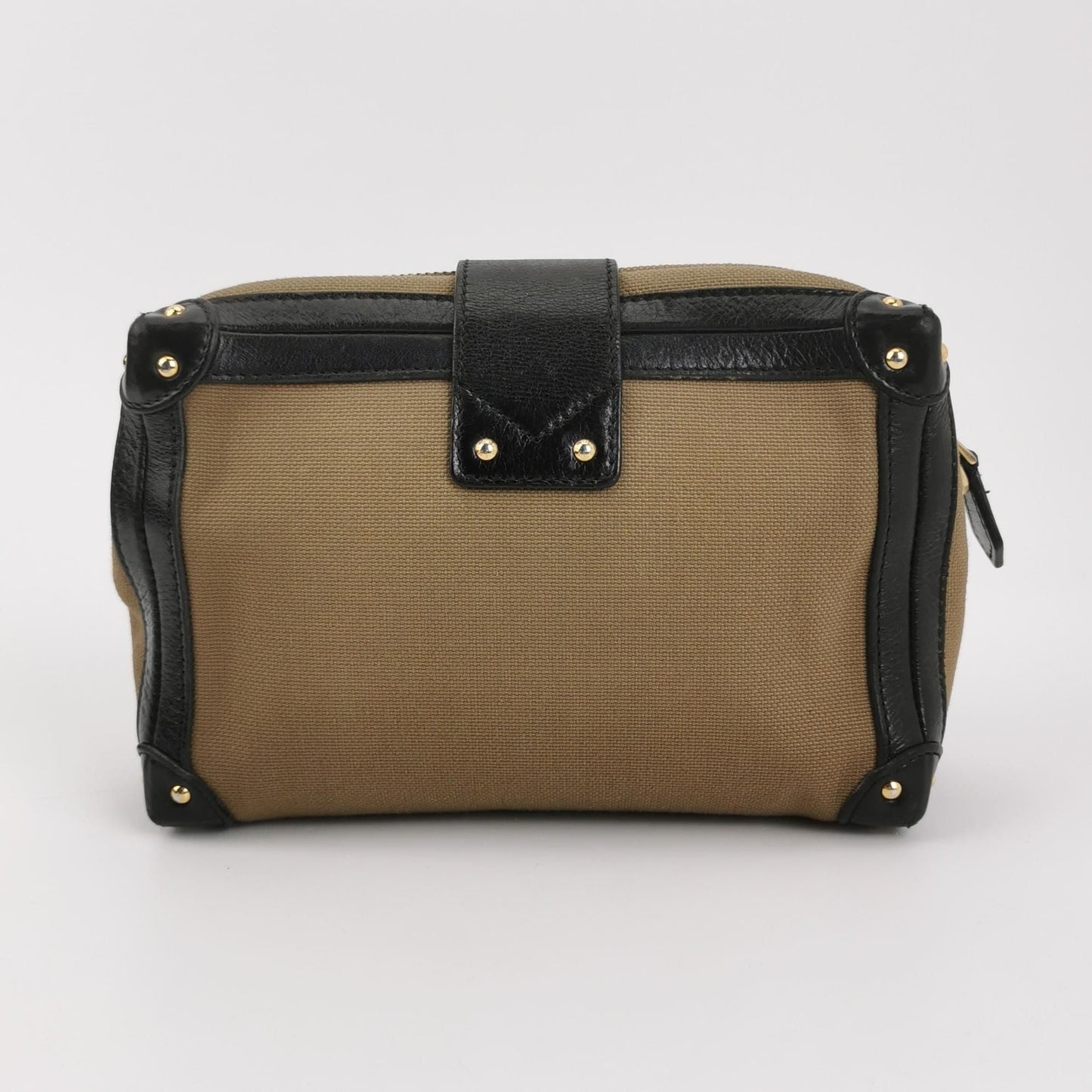 Preloved GLM-Petite Malle Small Box Calfskin Canvas S-lock Crossbody Bag 250329781126109