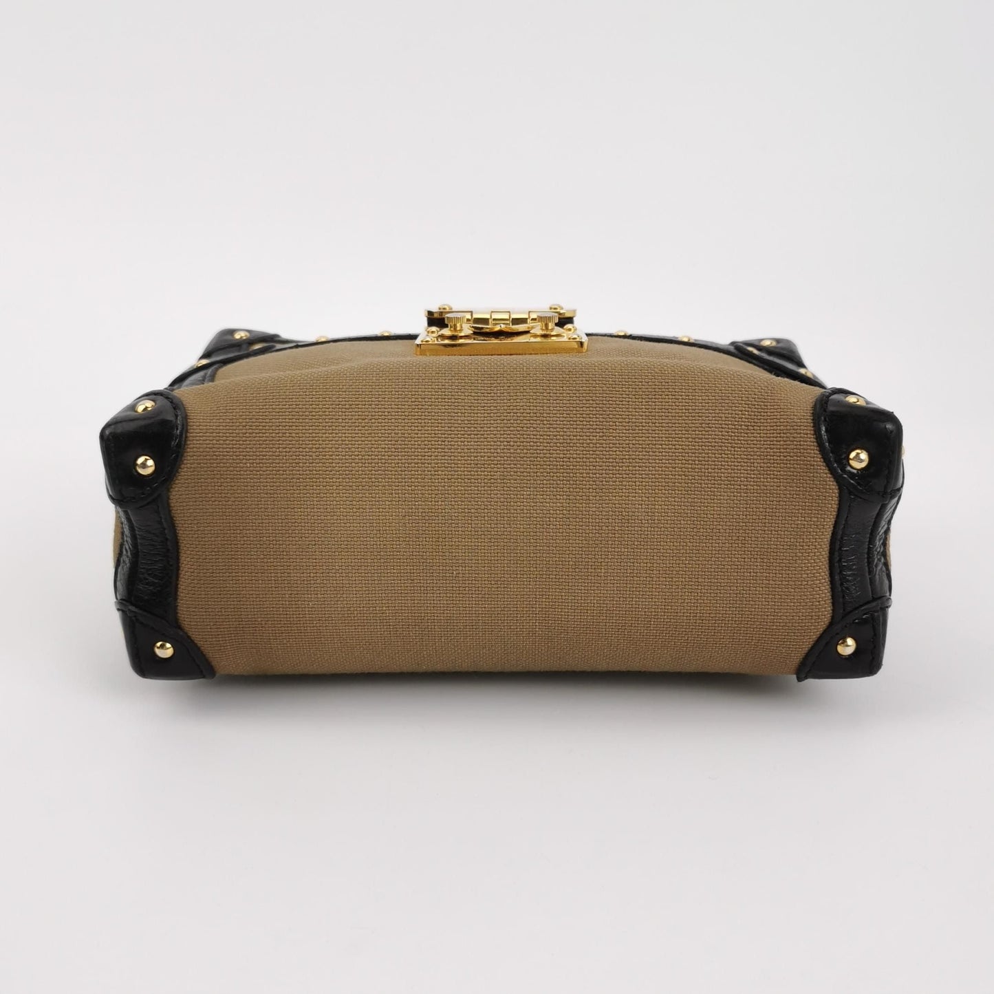 Preloved GLM-Petite Malle Small Box Calfskin Canvas S-lock Crossbody Bag 250329781126109