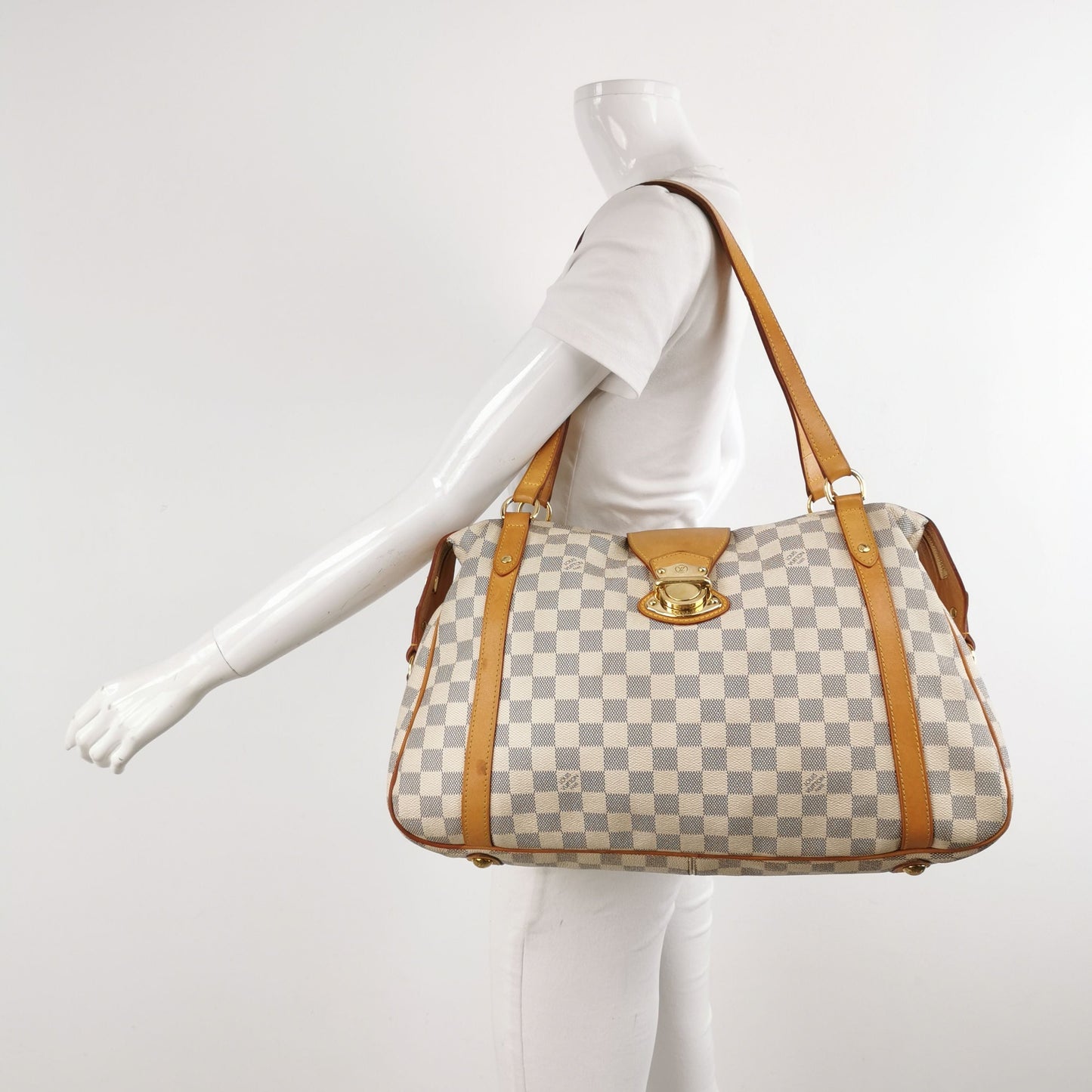 Preloved GLM-Stresa Checkered Leather Shoulder Bag 250527781210280