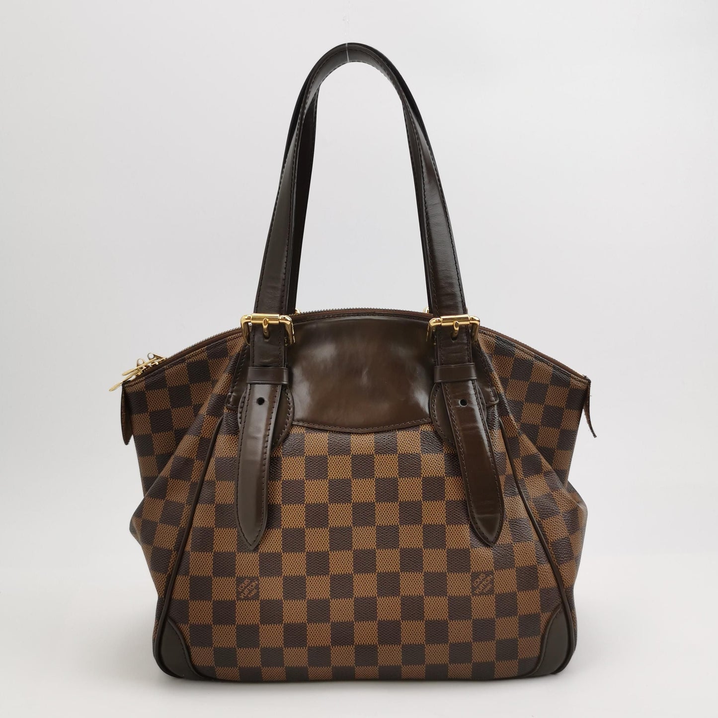 Preloved GLM-Verona Medium Checkered Logo Embellished Tote Shoulder Bag 250529781213460