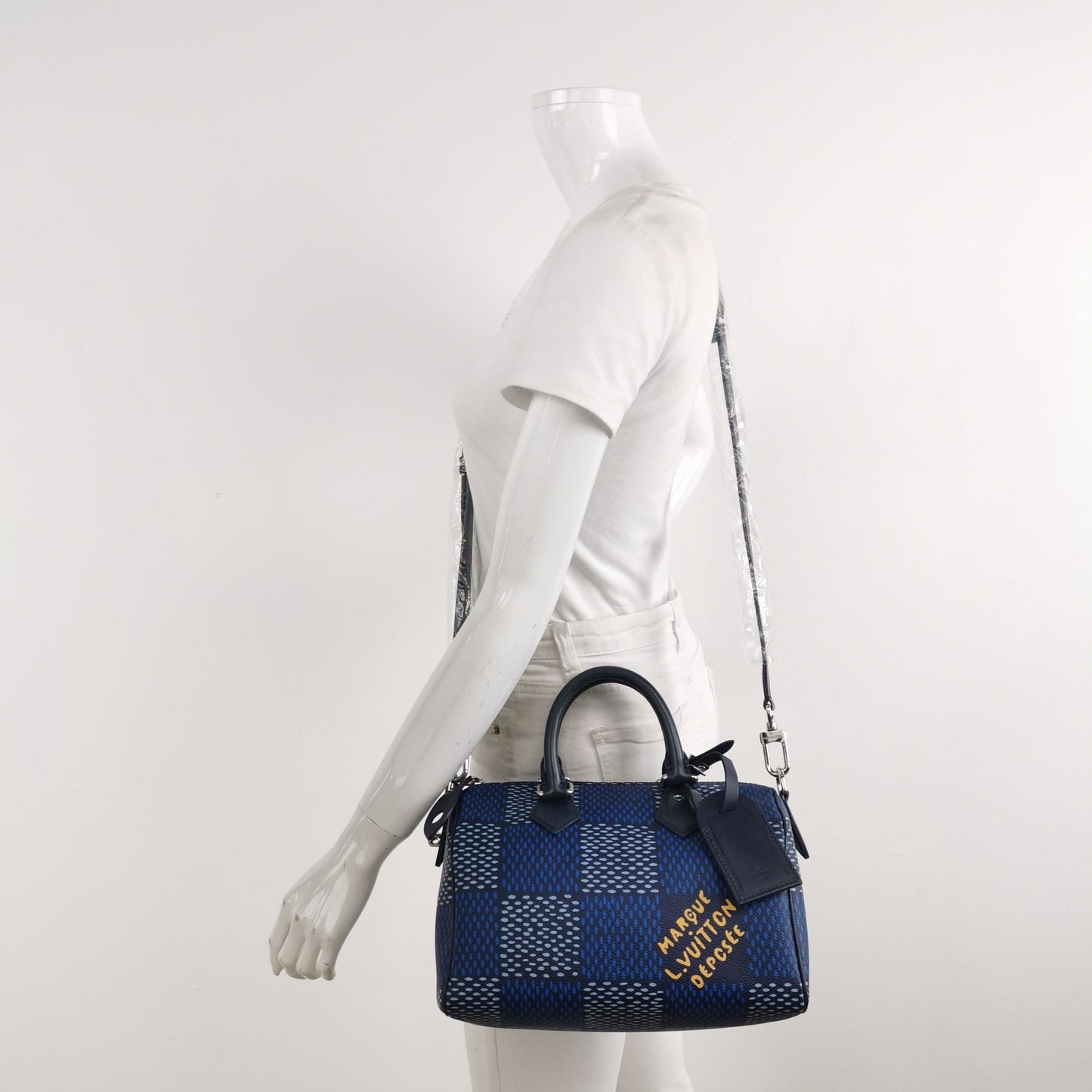 Preloved GLM-Speedy25 Leather Checkerboard Crossbody Bag with Chip 250528781212071