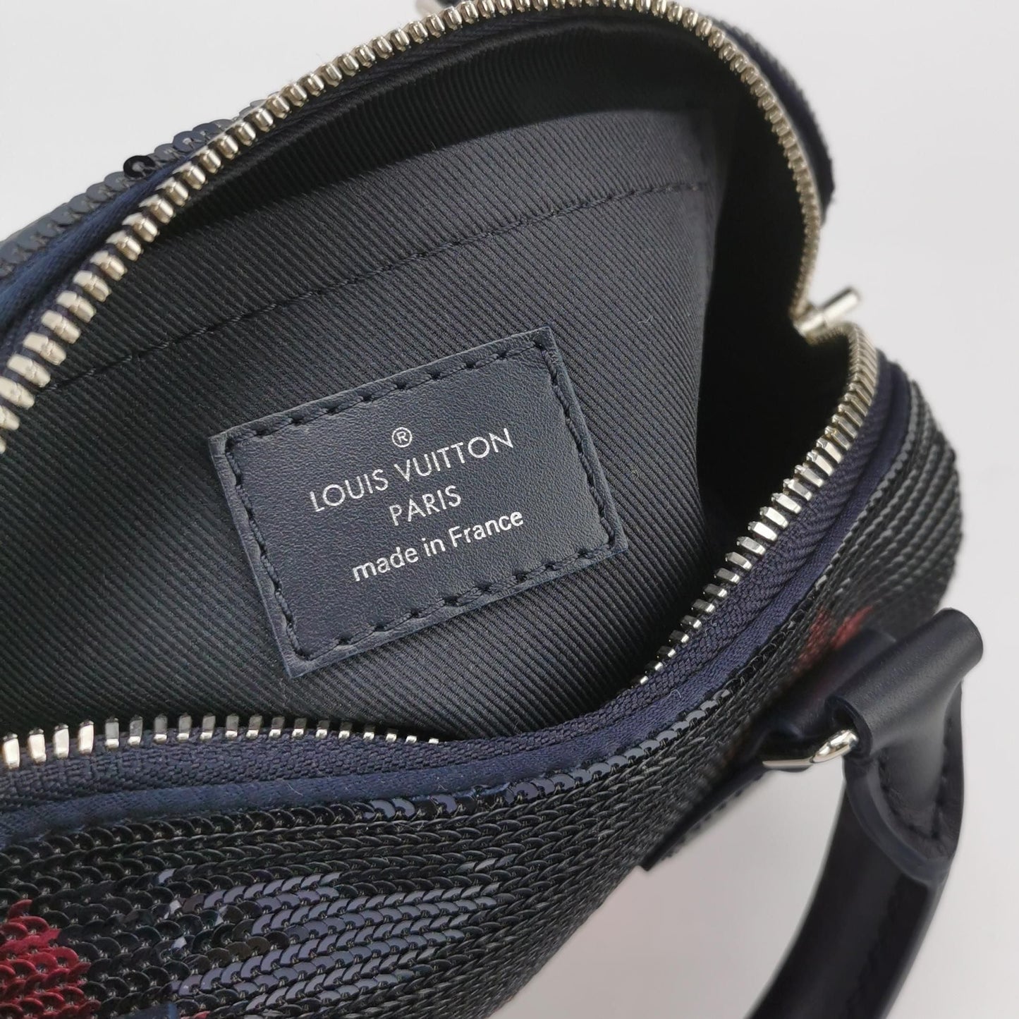 Preloved GLM-Speedy 18 Leather Sequins Logo Crossbody Bag Microchip 250528781211497