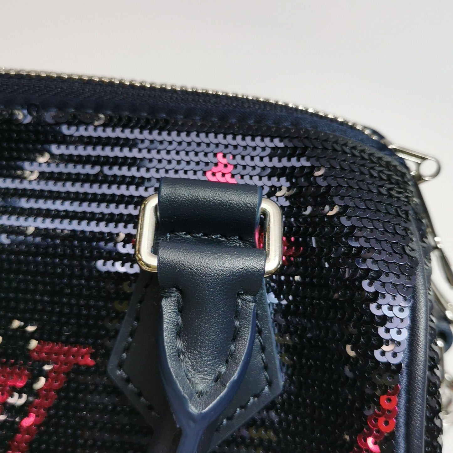 Preloved GLM-Speedy 18 Leather Sequins Logo Crossbody Bag Microchip 250528781211497