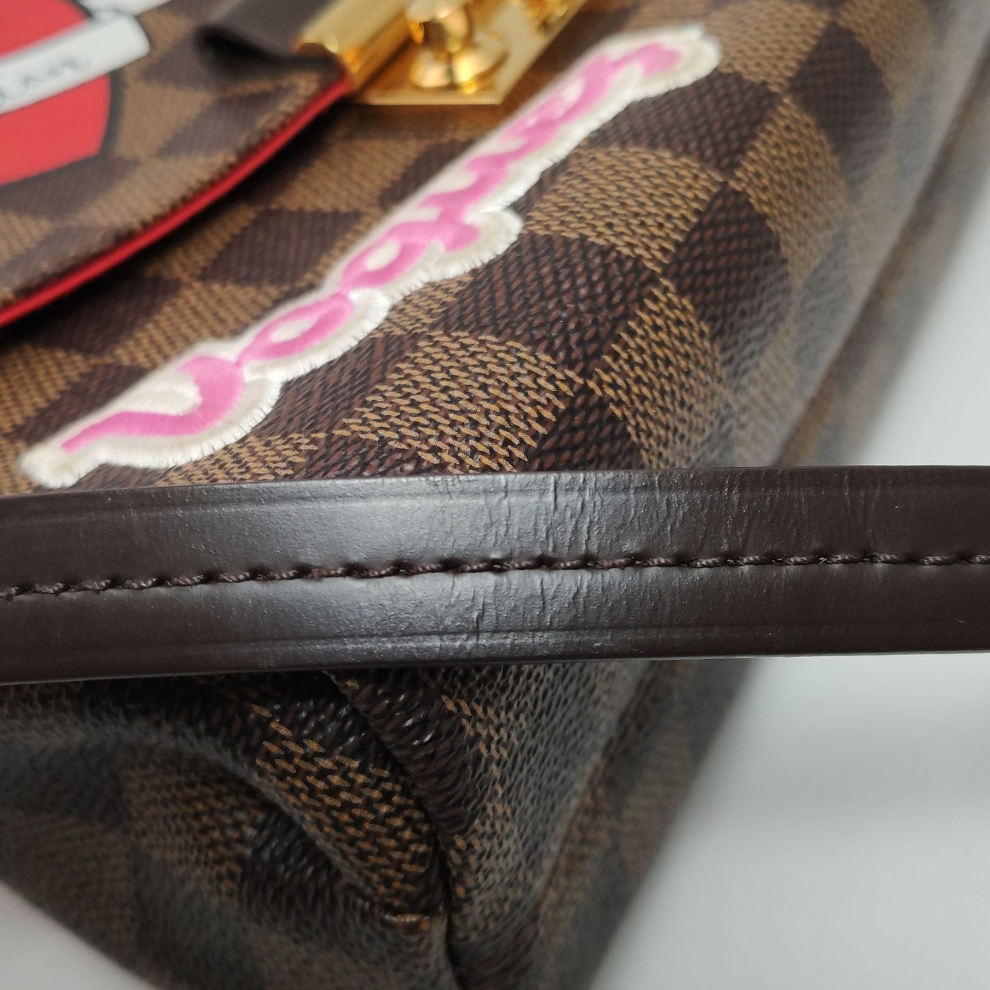 Preloved GLM-Croisette Leather Checkerboard S-lock Crossbody Bag with Chip 250526781208824