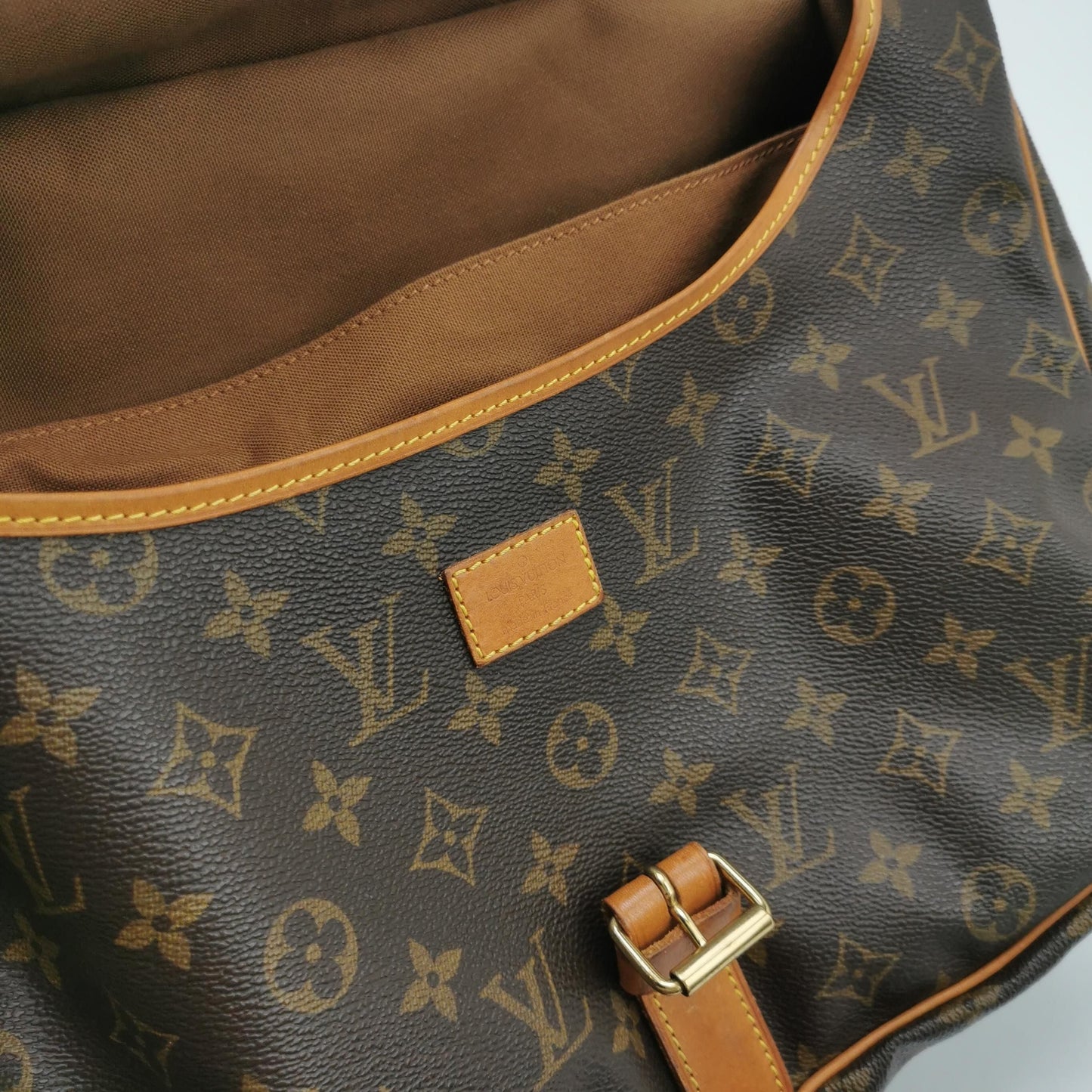 Preloved GLM-Saumur Twins Medium Vegetable Tanned Leather Monogram Print Belt Buckle  Crossbody Shoulder Bag 250606781224758