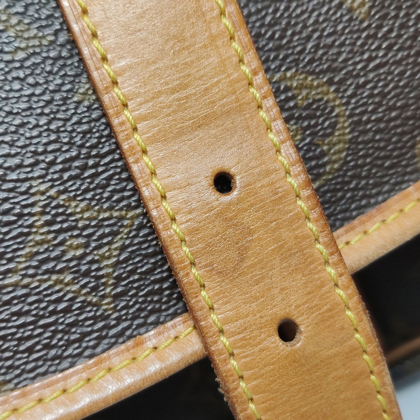 Preloved GLM-Saumur Twins Medium Vegetable Tanned Leather Monogram Print Belt Buckle  Crossbody Shoulder Bag 250606781224758