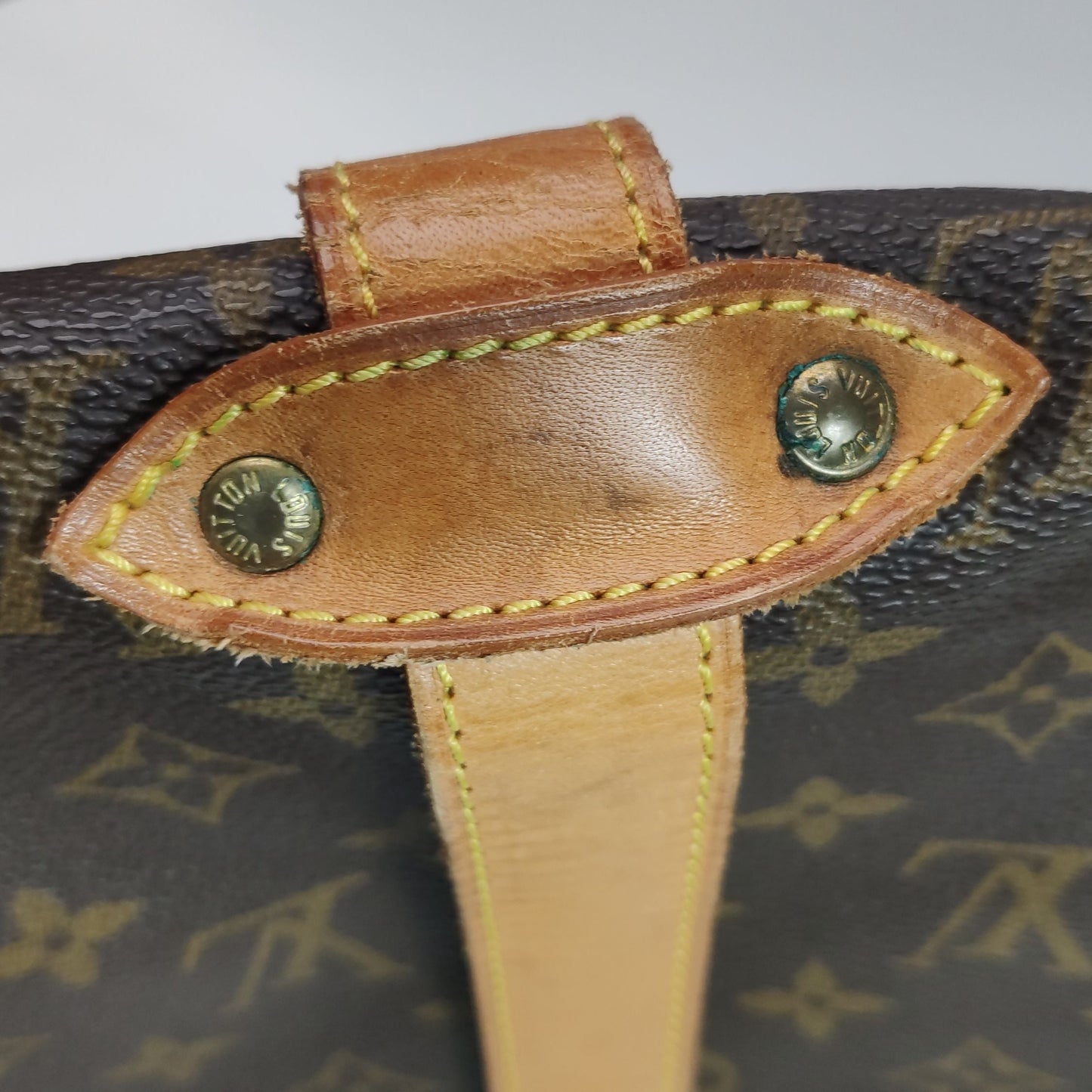 Preloved GLM-Saumur Twins Medium Vegetable Tanned Leather Monogram Print Belt Buckle  Crossbody Shoulder Bag 250606781224758