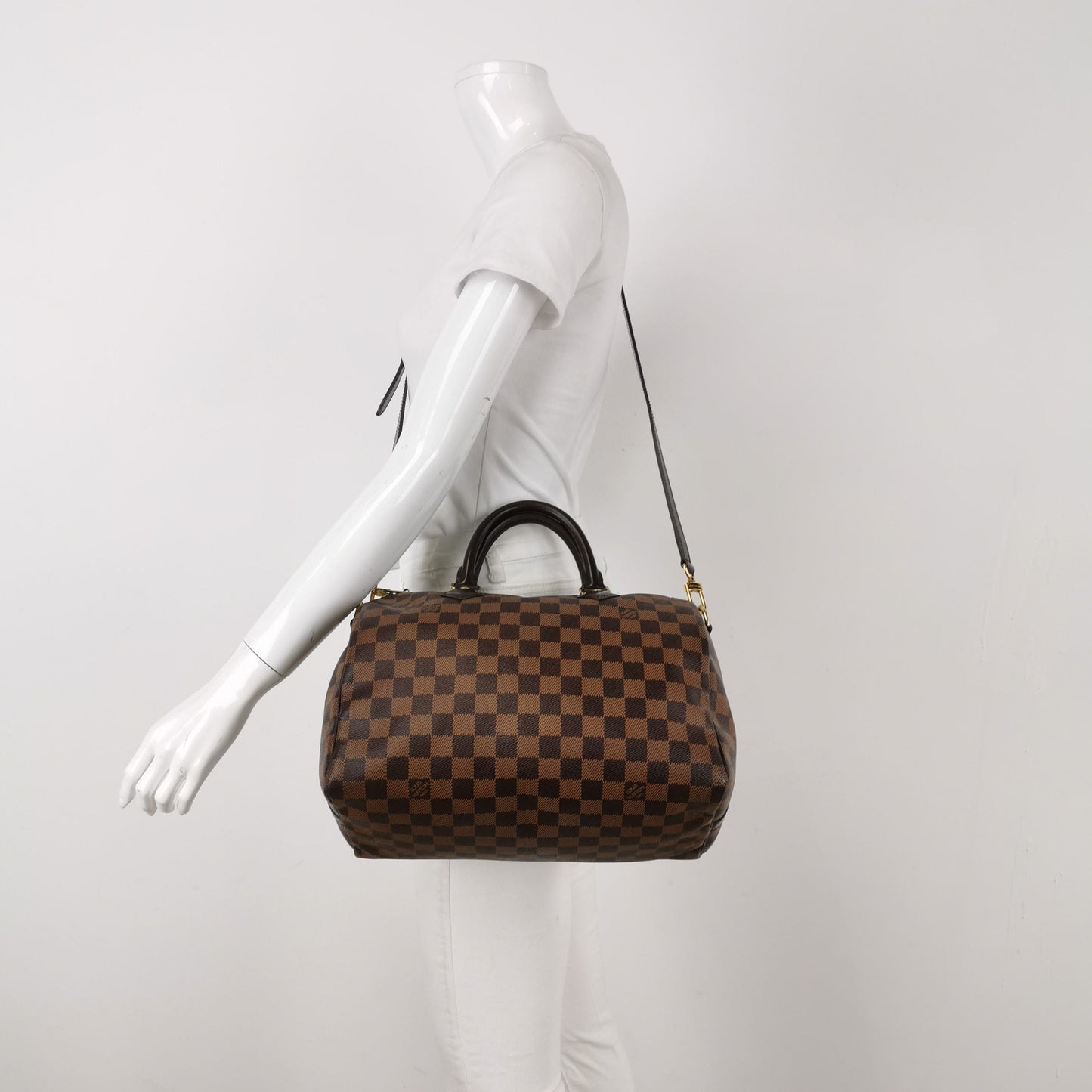 Preloved GLM-Speedy 30 Damier Ebene Boston Shoulder Bag 250603781220410