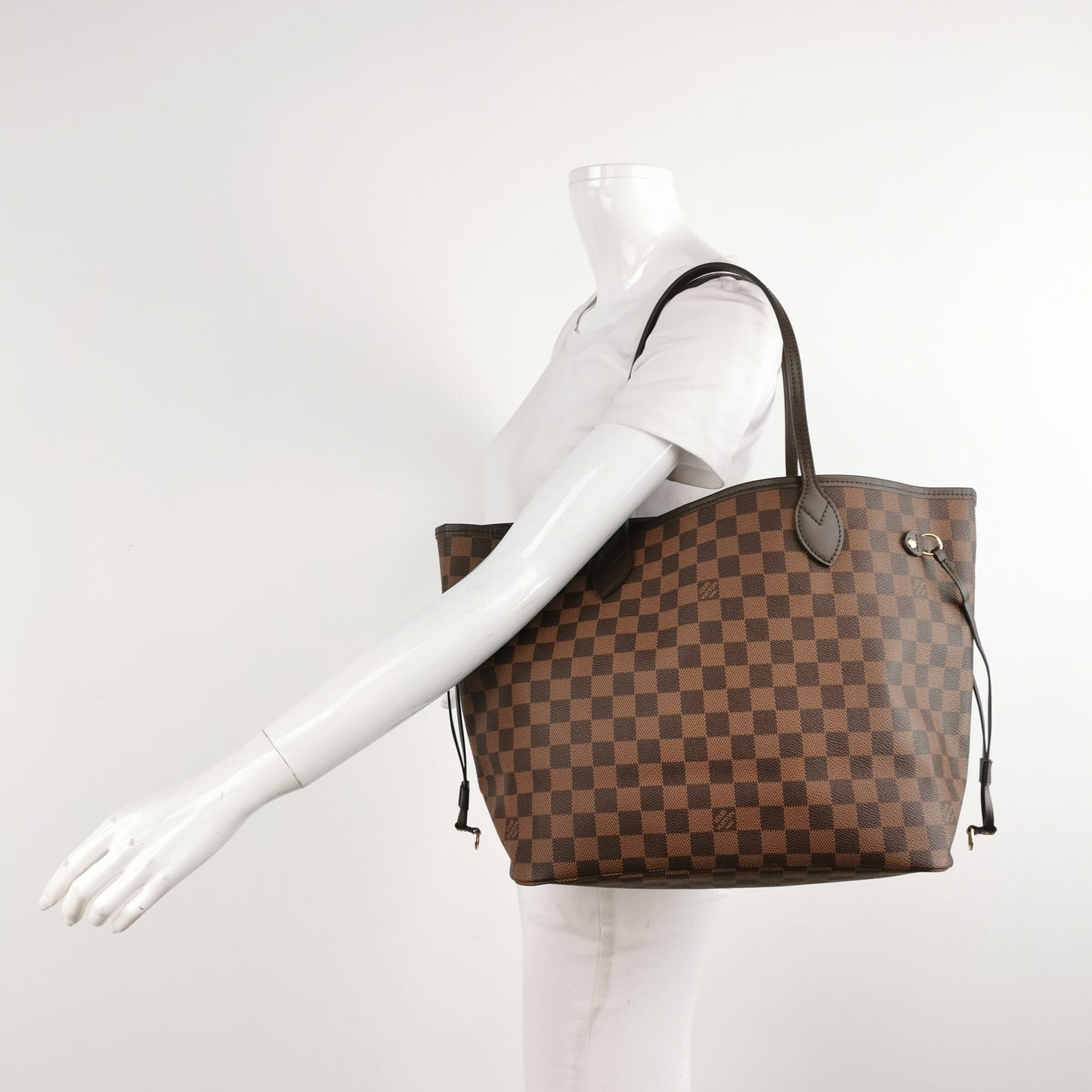 Preloved GLM-Neverfull MM Damier Ebene Tote Bag with Pouch 250604781221641