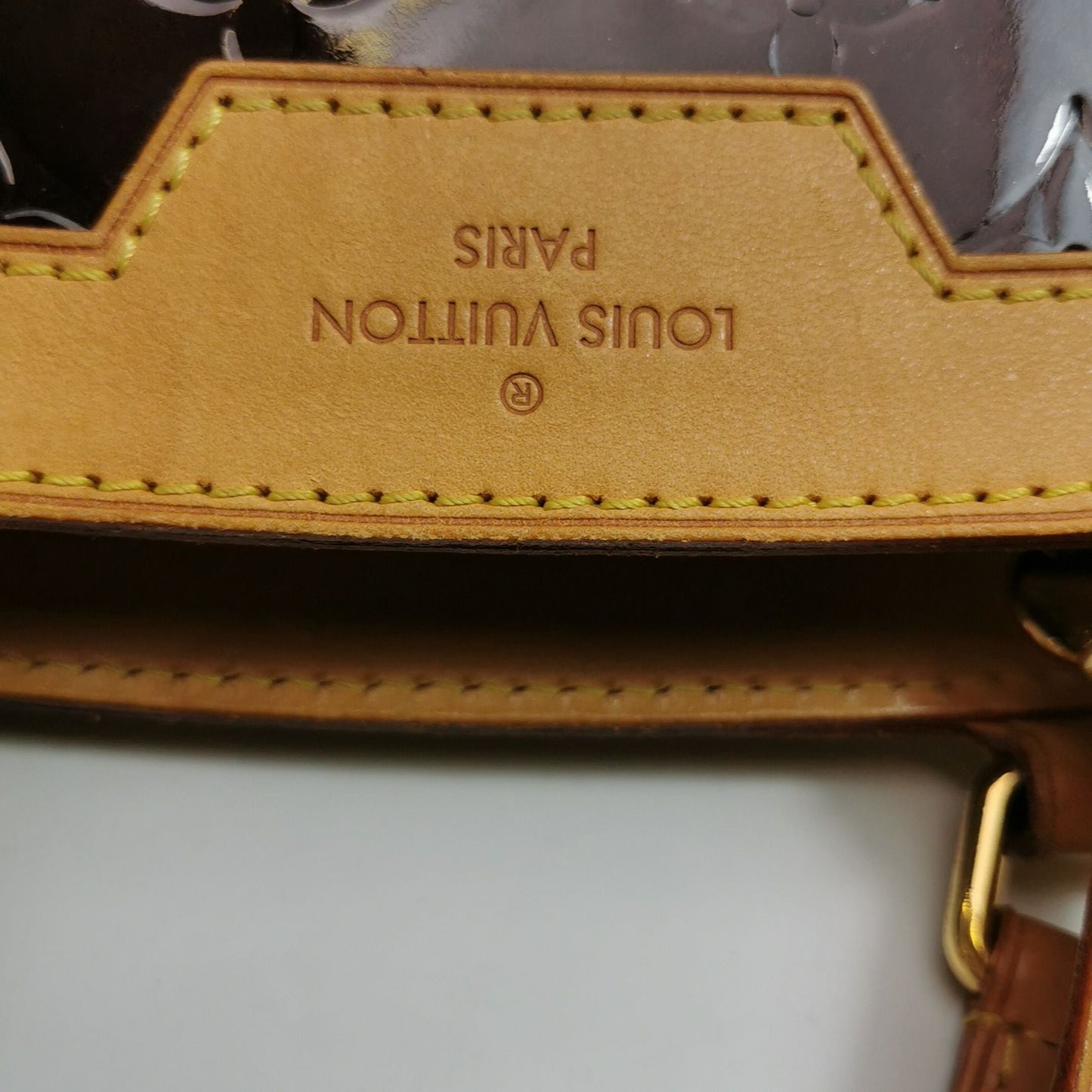 Preloved GLM-Brea Doctor Bag Medium in Vegetable-Tanned Leather and Patent Leather with Monogram Embossing and Rivet Decor 250604781222527