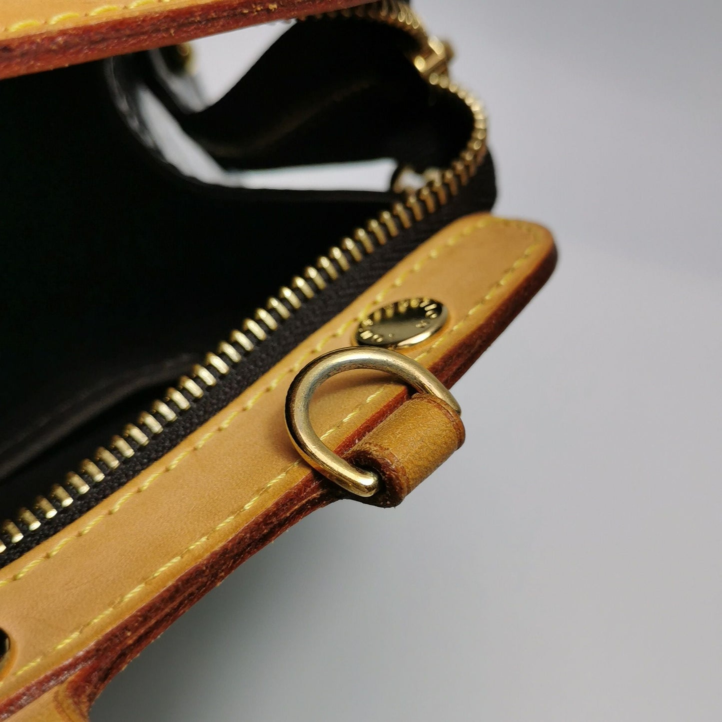 Preloved GLM-Brea Doctor Bag Medium in Vegetable-Tanned Leather and Patent Leather with Monogram Embossing and Rivet Decor 250604781222527