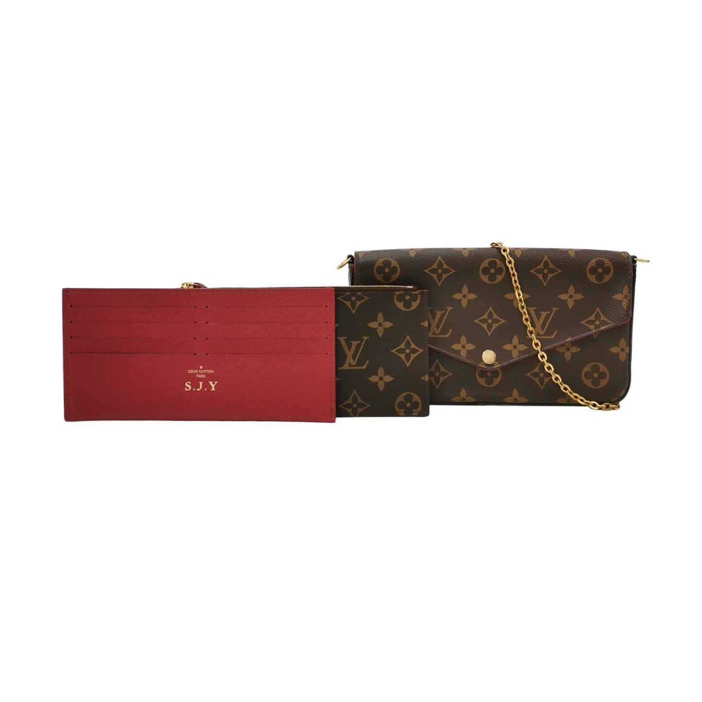 Preloved GLM-Pochette FÃ©licie Trio Monogram Print Snap Closure Shoulder Bag 250602781219229